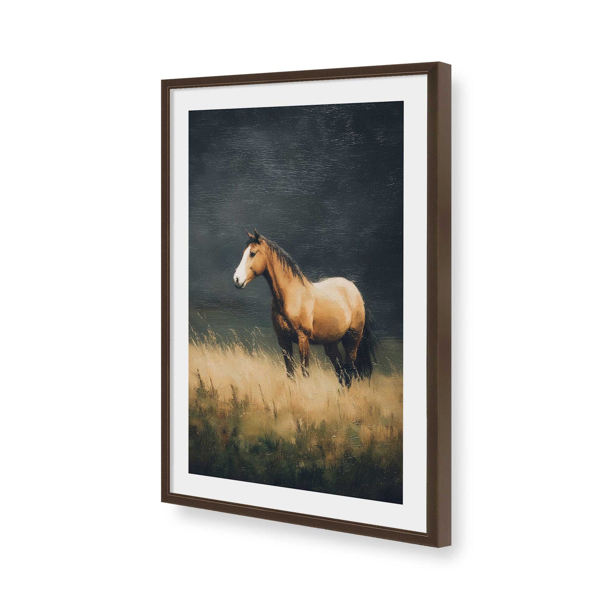[Color:Brown], Picture of art in a Brown frame of the corner