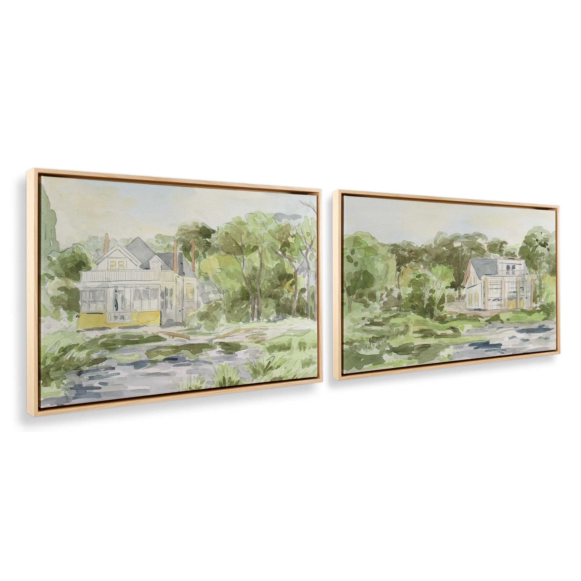 [Color:American Maple], Picture of art in a American Maple frame at an angle