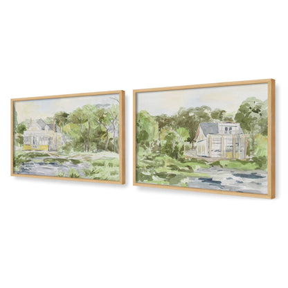 [Color:American Maple], Picture of art in a American Maple frame at an angle