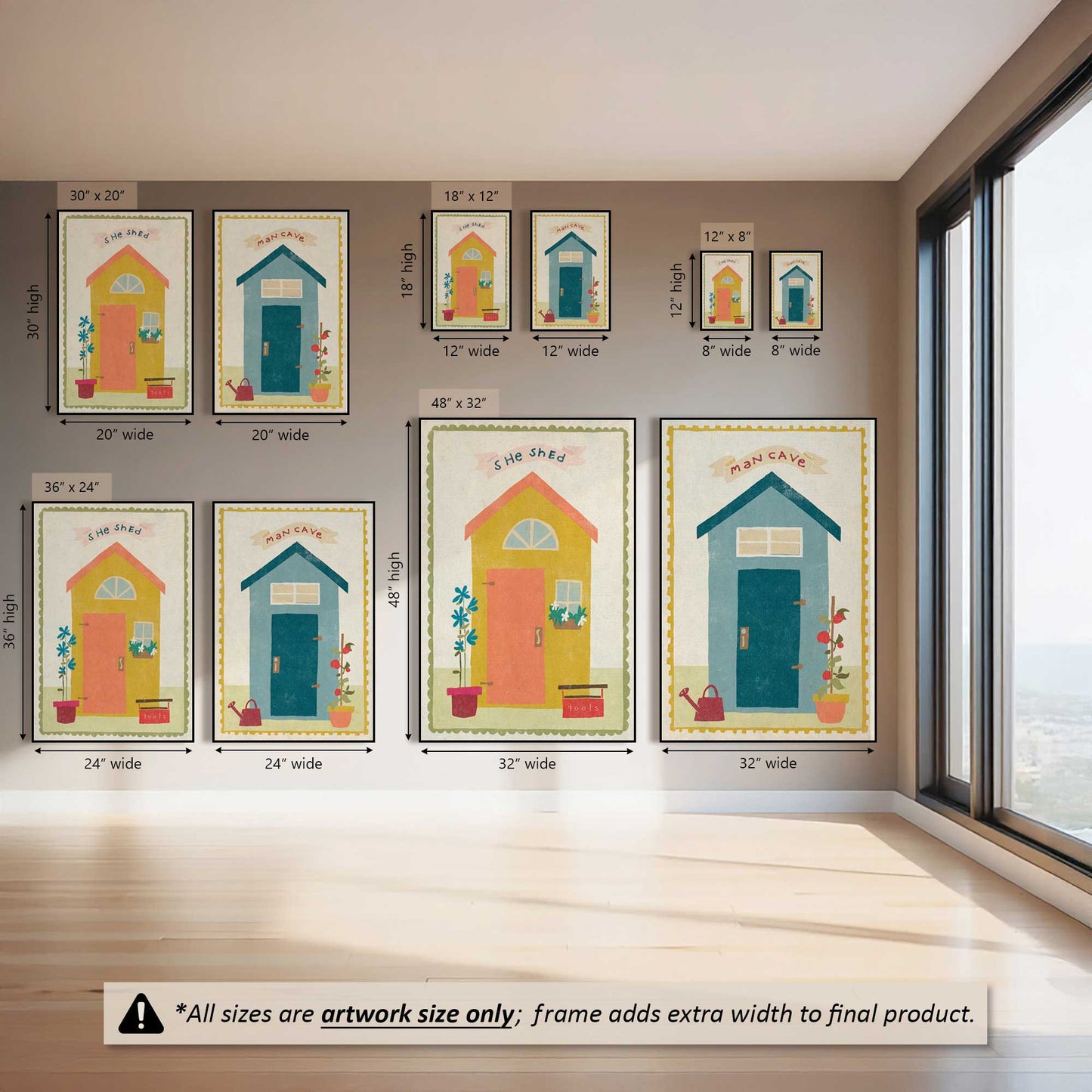 His & Hers Huts, Set of 2 Canvas Prints