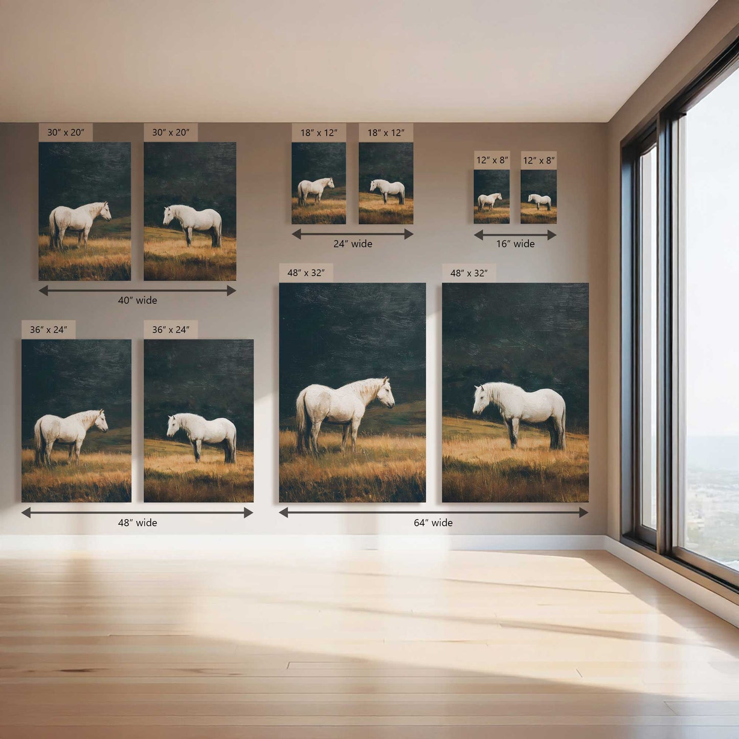 Snowy Horse Vibes, Set of 2 Canvas Prints