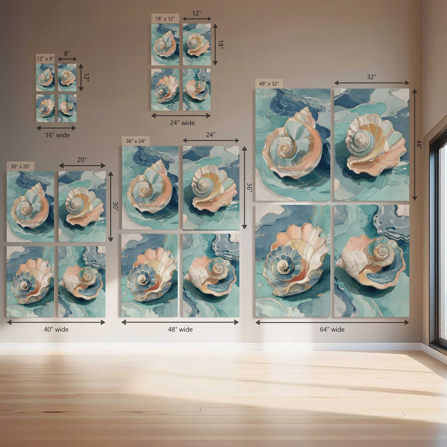 Shell Yeah Calm, Set of 4 Canvas Prints