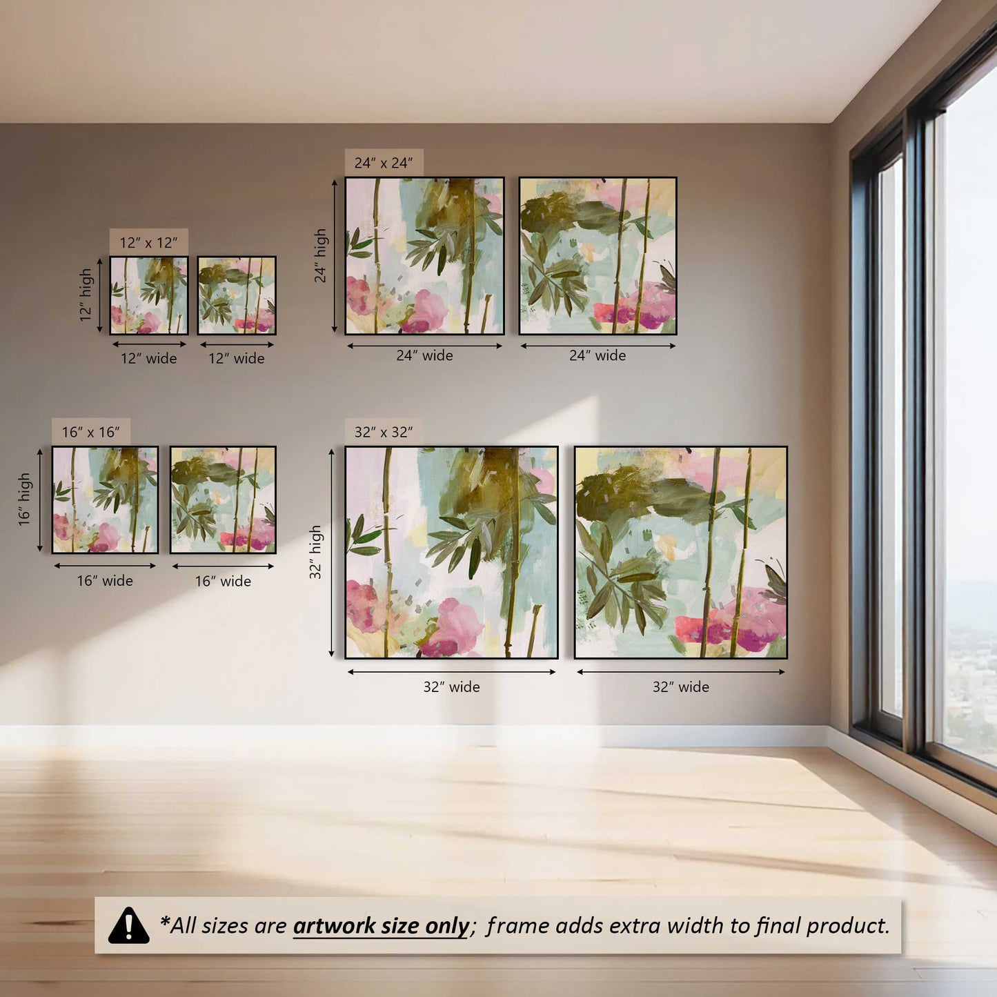 Blush Bamboo Breeze, Set of 2 Canvas Prints