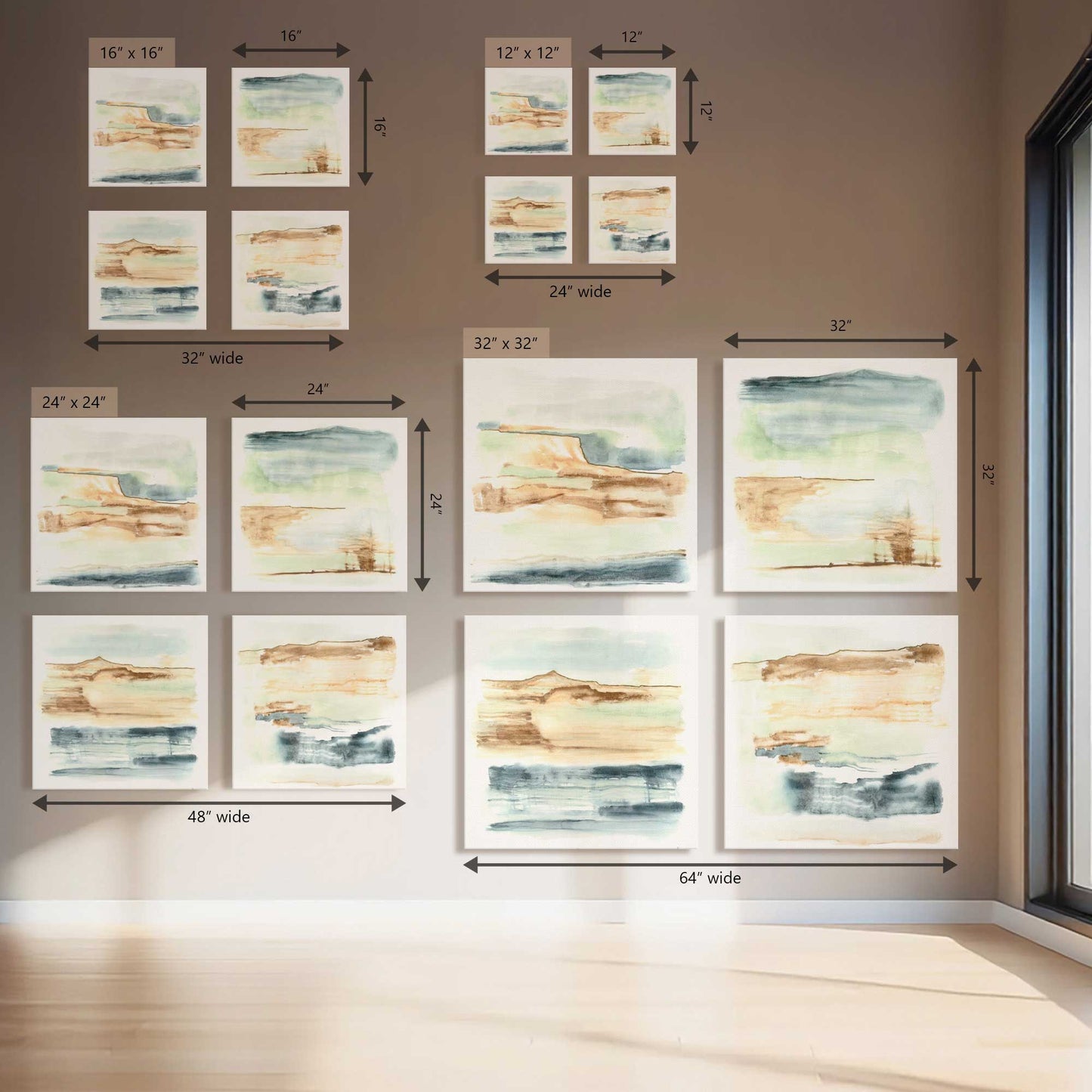 Sandy Sky Stripes, Set of 4 Canvas Prints