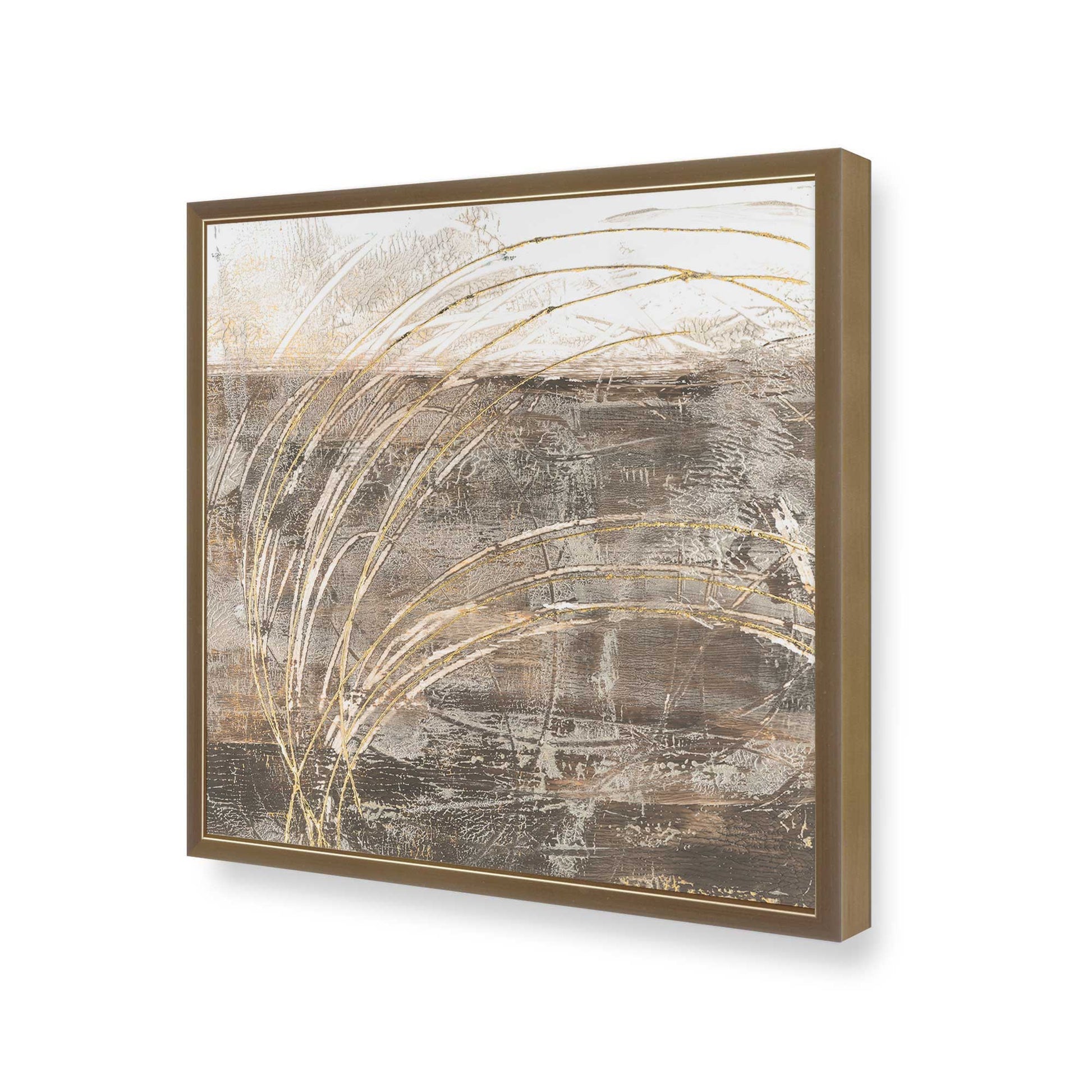 [Color:Brushed Gold], Picture of art in a Brushed Gold frame at an angle
