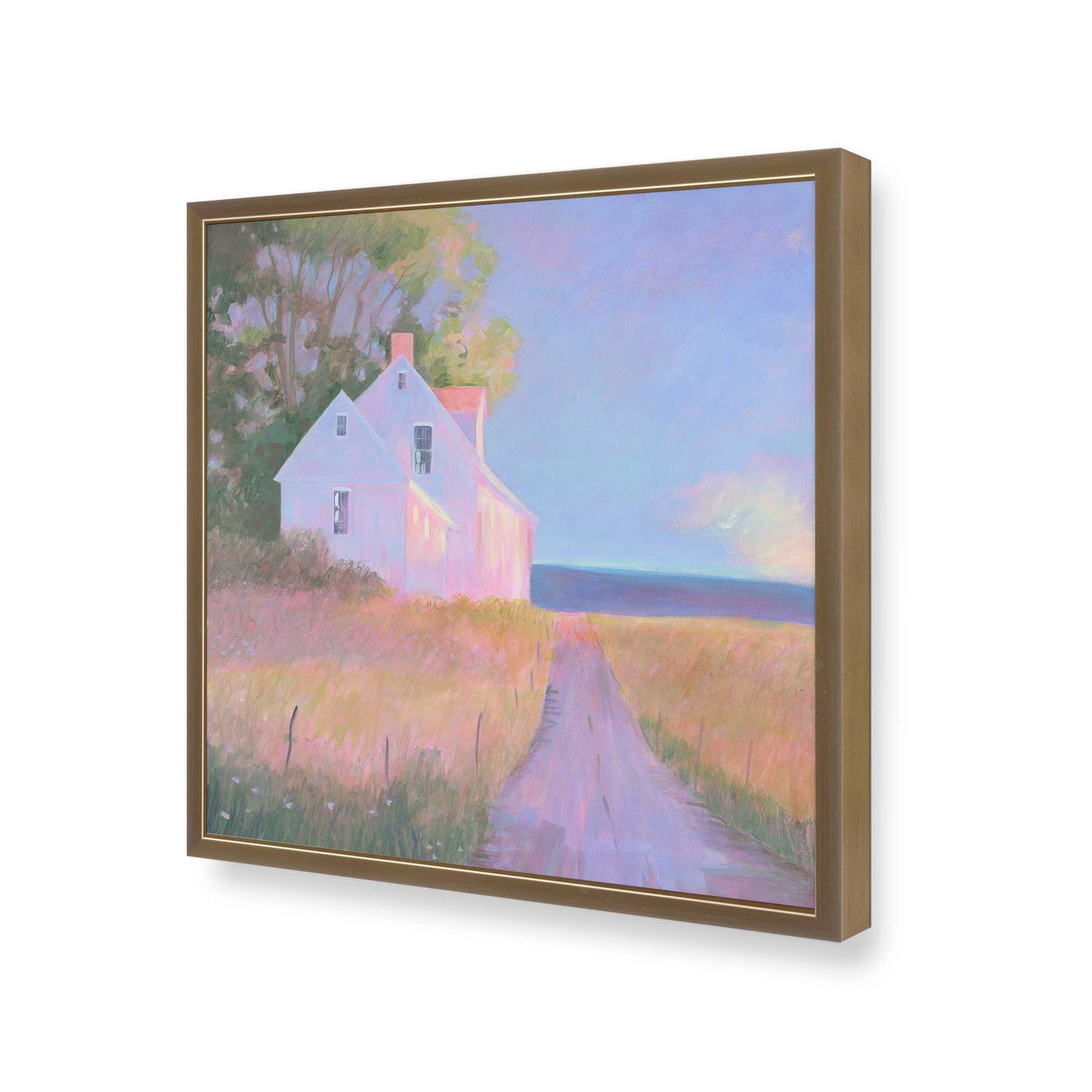 [Color:Brushed Gold], Picture of art in a Brushed Gold frame at an angle