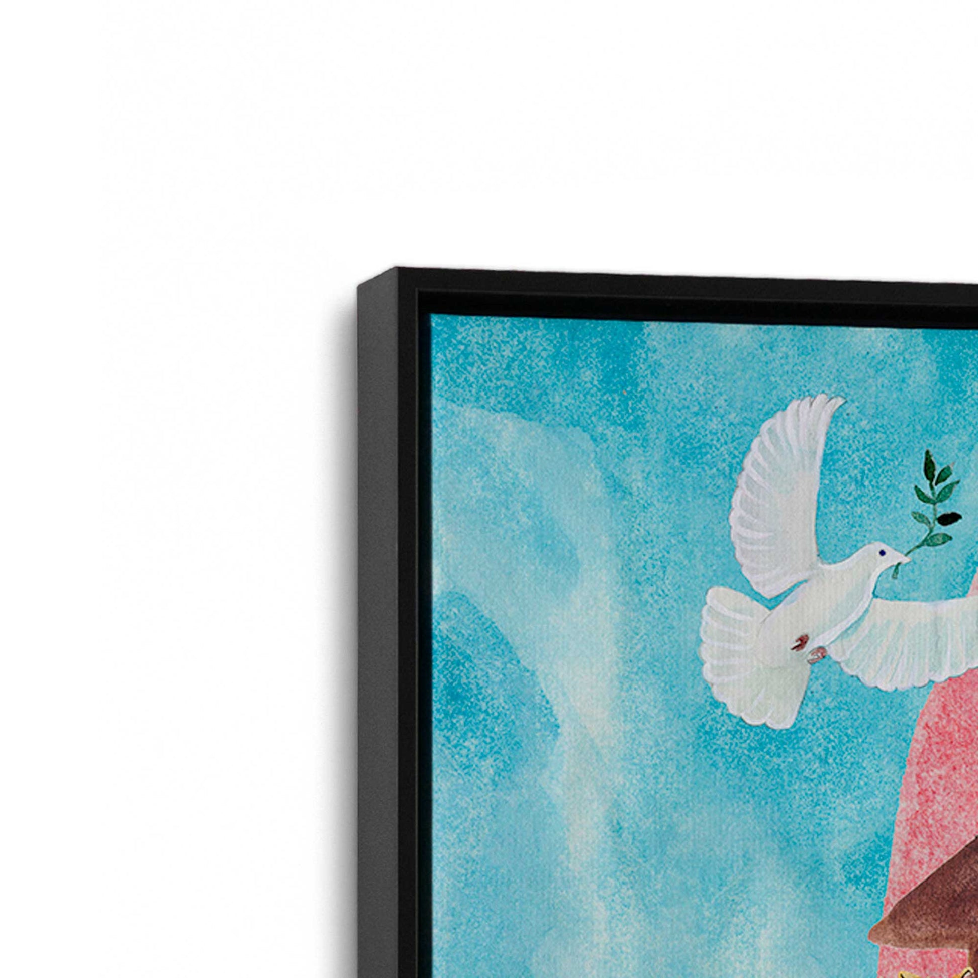 [Color:Satin Black], Picture of art in a Satin Black frame at an angle