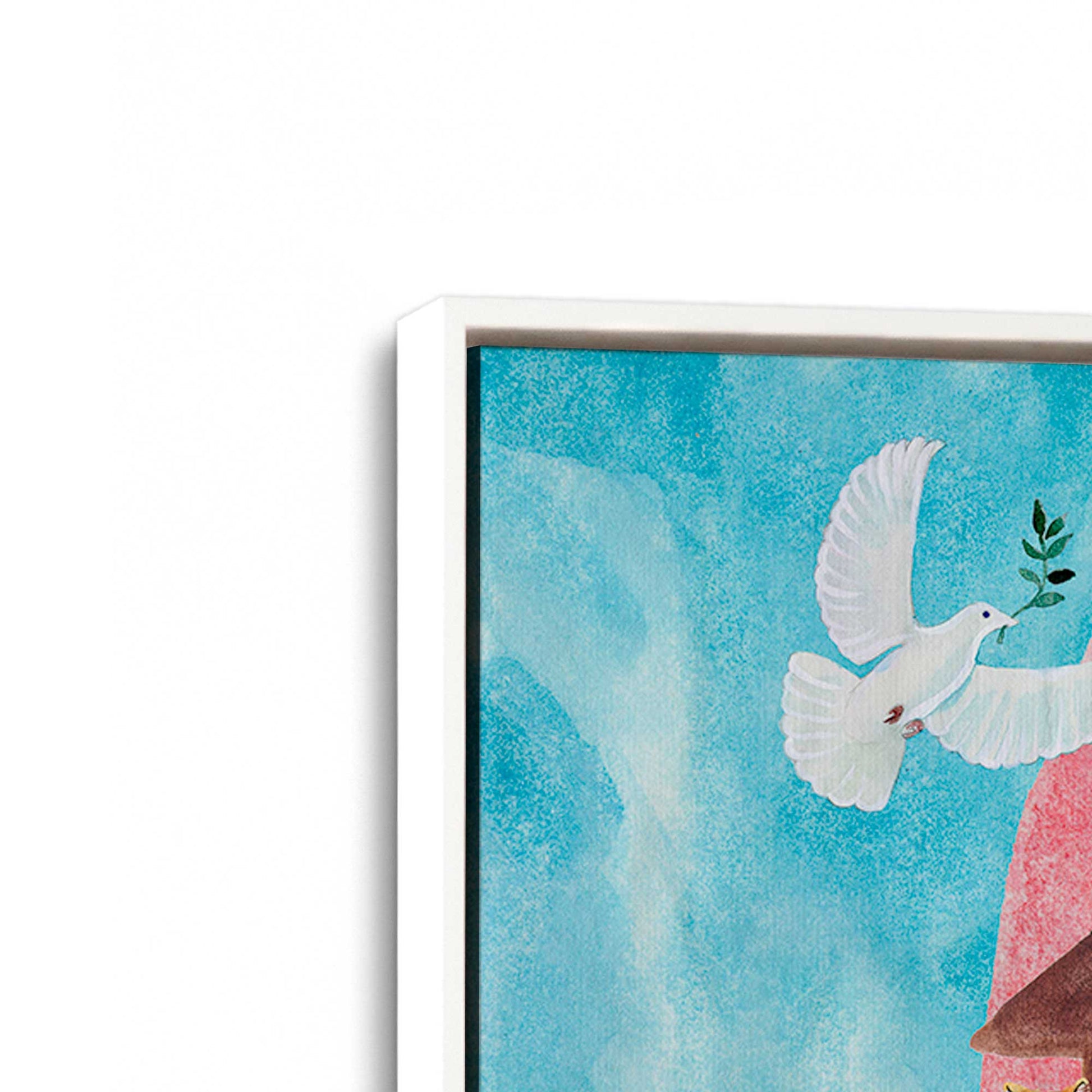 [Color:Opaque White], Picture of art in a White frame at an angle