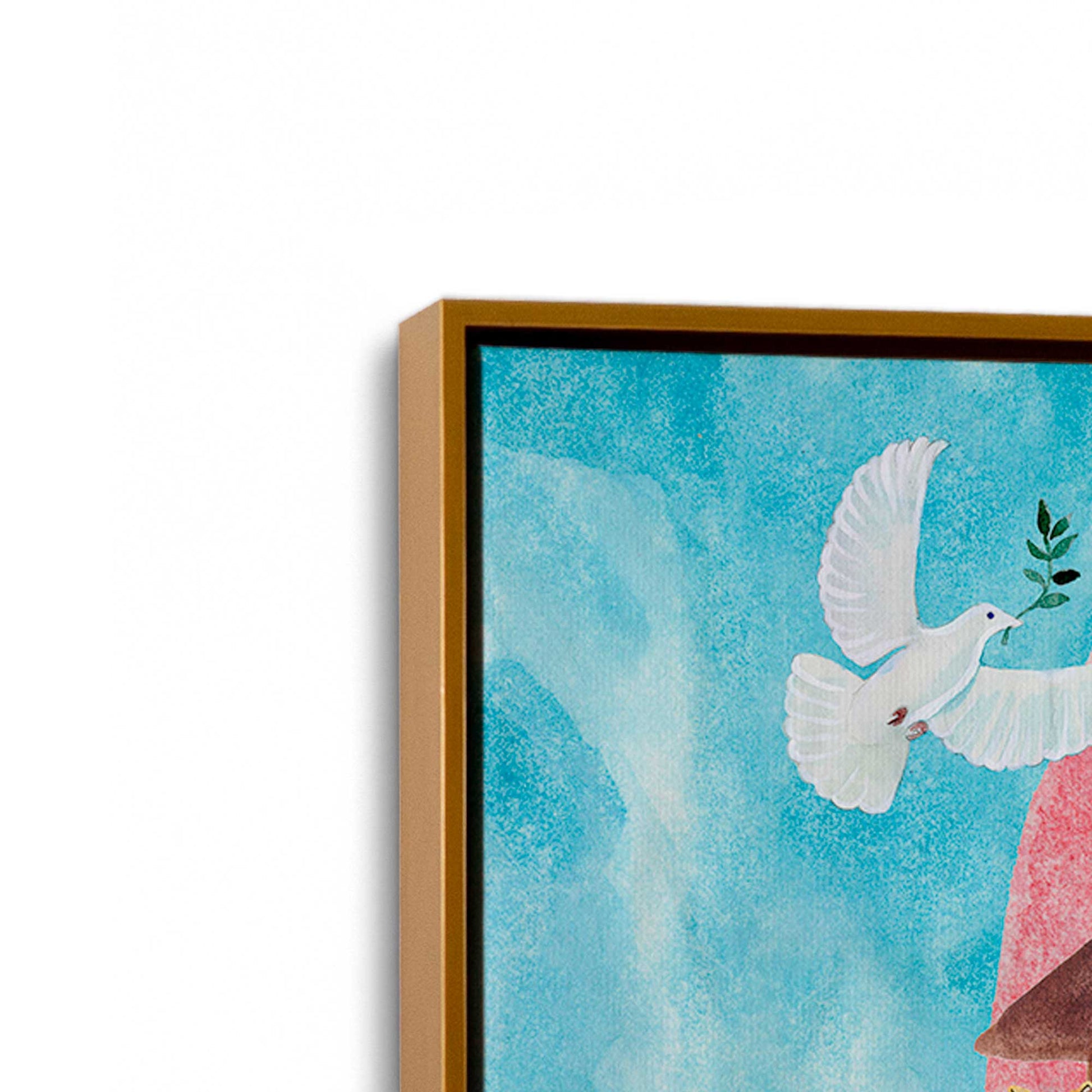 [Color:Polished Gold], Picture of art in a Polished Gold frame at an angle