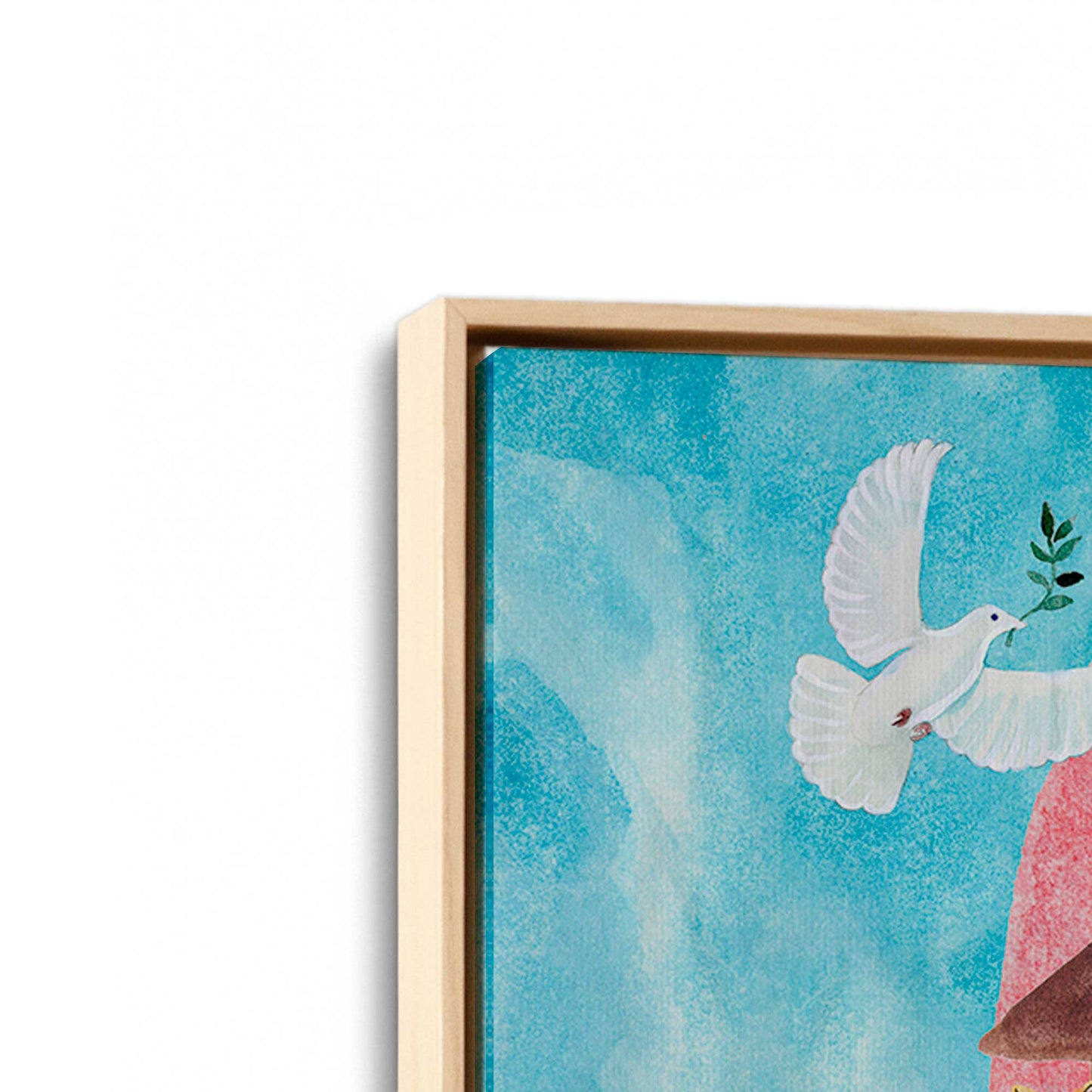 [Color:American Maple], Picture of art in a American Maple frame at an angle