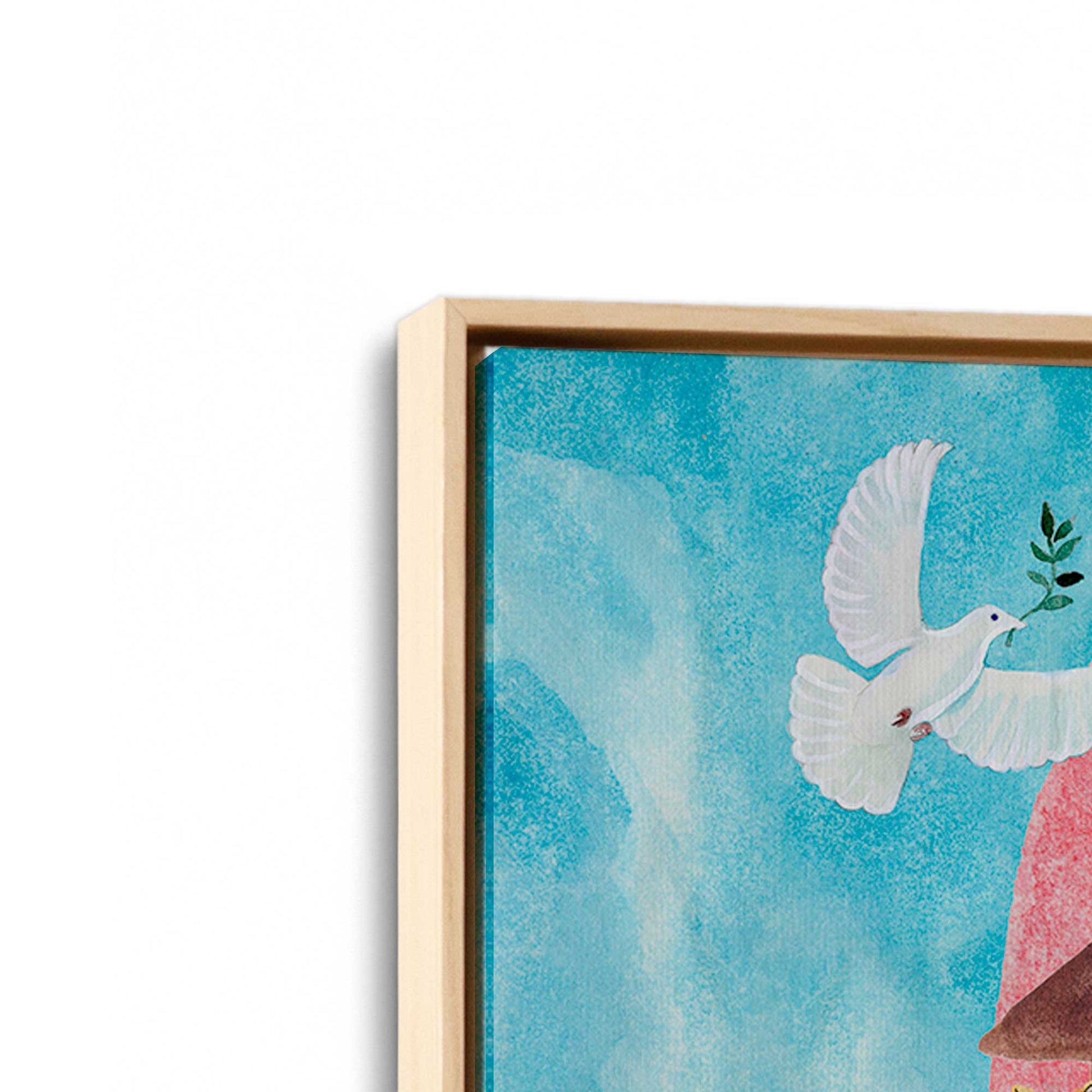 [Color:American Maple], Picture of art in a American Maple frame at an angle