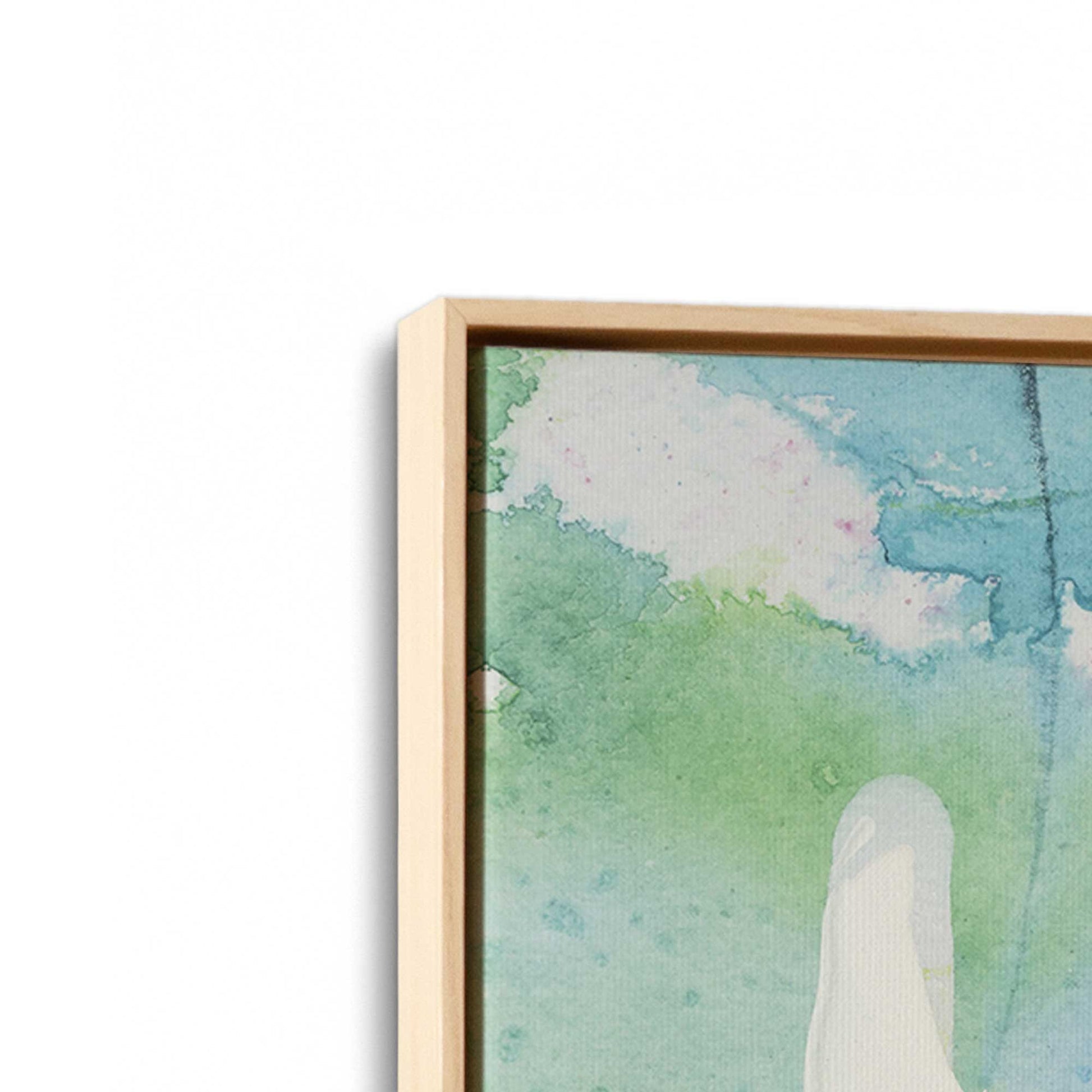 [Color:American Maple], Picture of art in a American Maple frame at an angle
