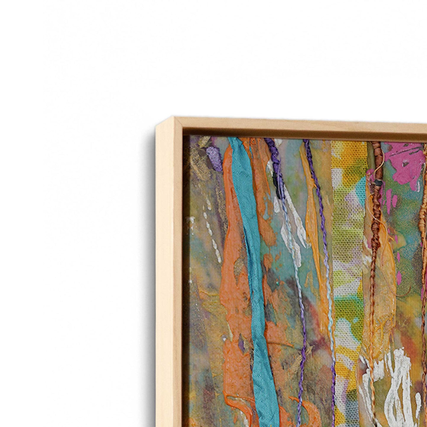 [Color:American Maple], Picture of art in a American Maple frame at an angle