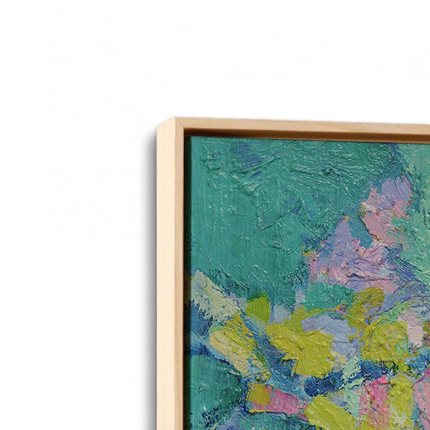 [Color:American Maple], Picture of art in a American Maple frame at an angle