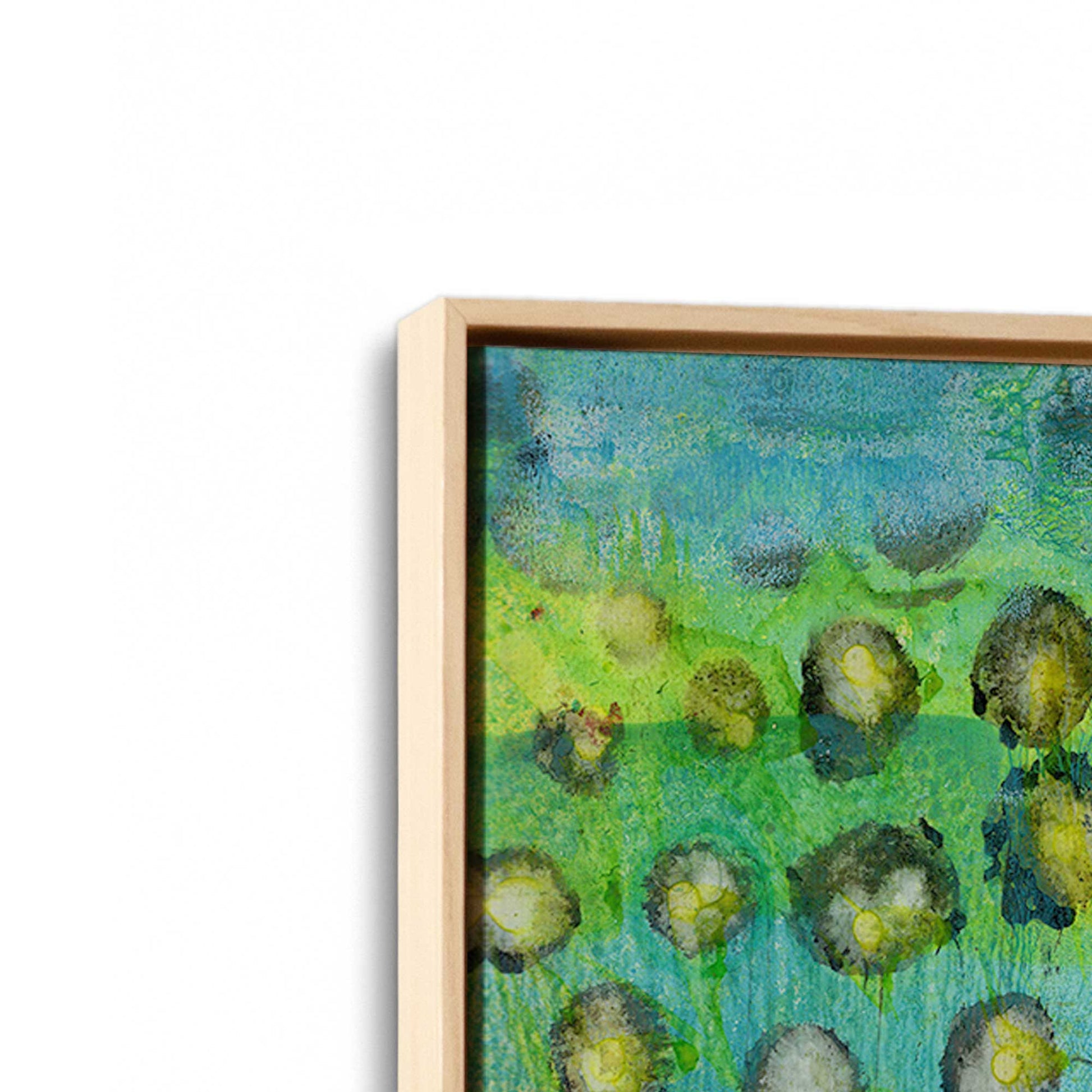 [Color:American Maple], Picture of art in a American Maple frame at an angle