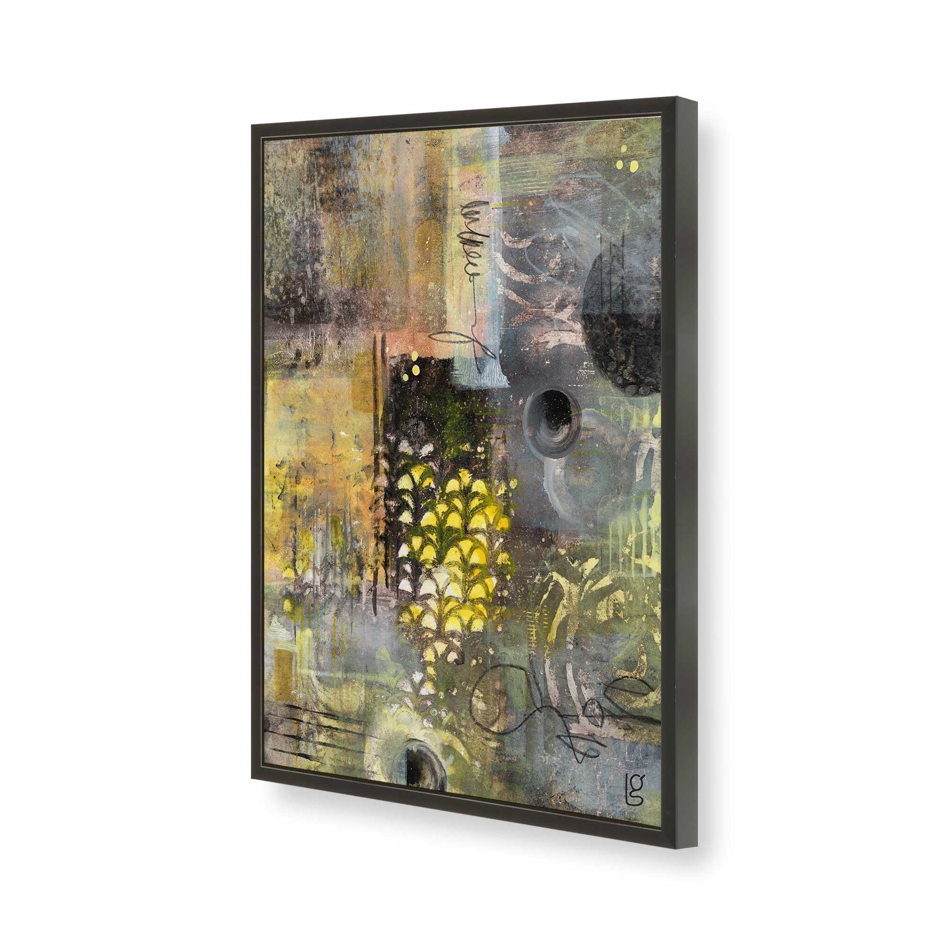 [Color:Satin Black], Picture of art in a Satin Black frame of the corner