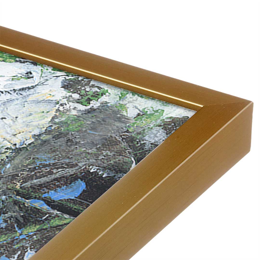 [Color:Polished Gold], Picture of art in a Polished Gold frame at an angle