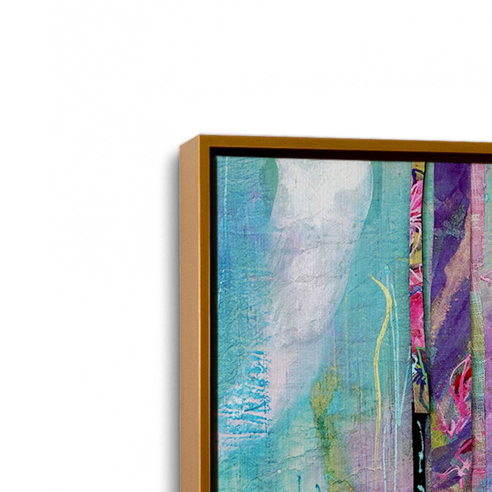 [Color:Polished Gold], Picture of art in a Polished Gold frame at an angle