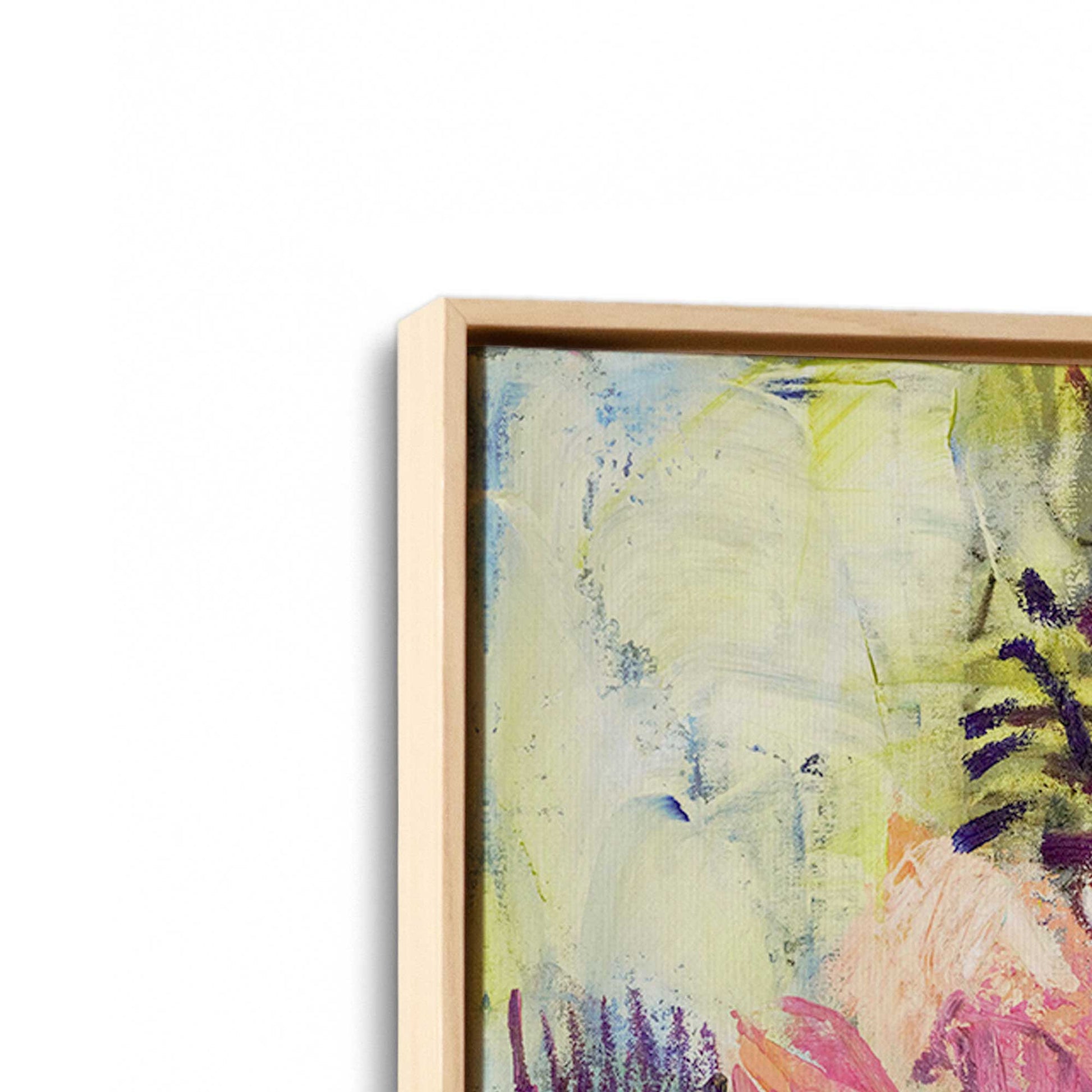 [Color:American Maple], Picture of art in a American Maple frame at an angle