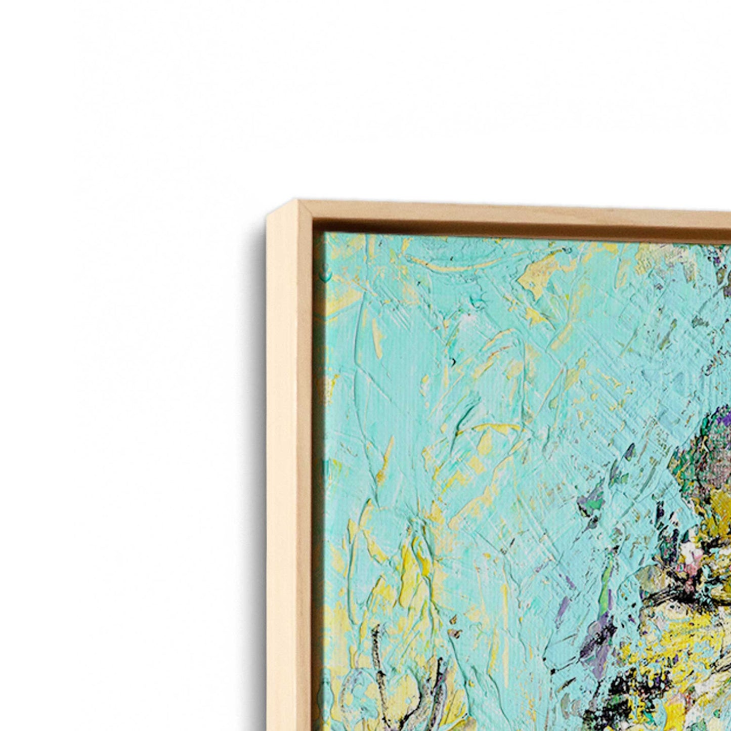 [Color:American Maple], Picture of art in a American Maple frame at an angle