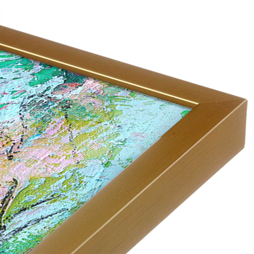 [Color:Polished Gold], Picture of art in a Polished Gold frame at an angle