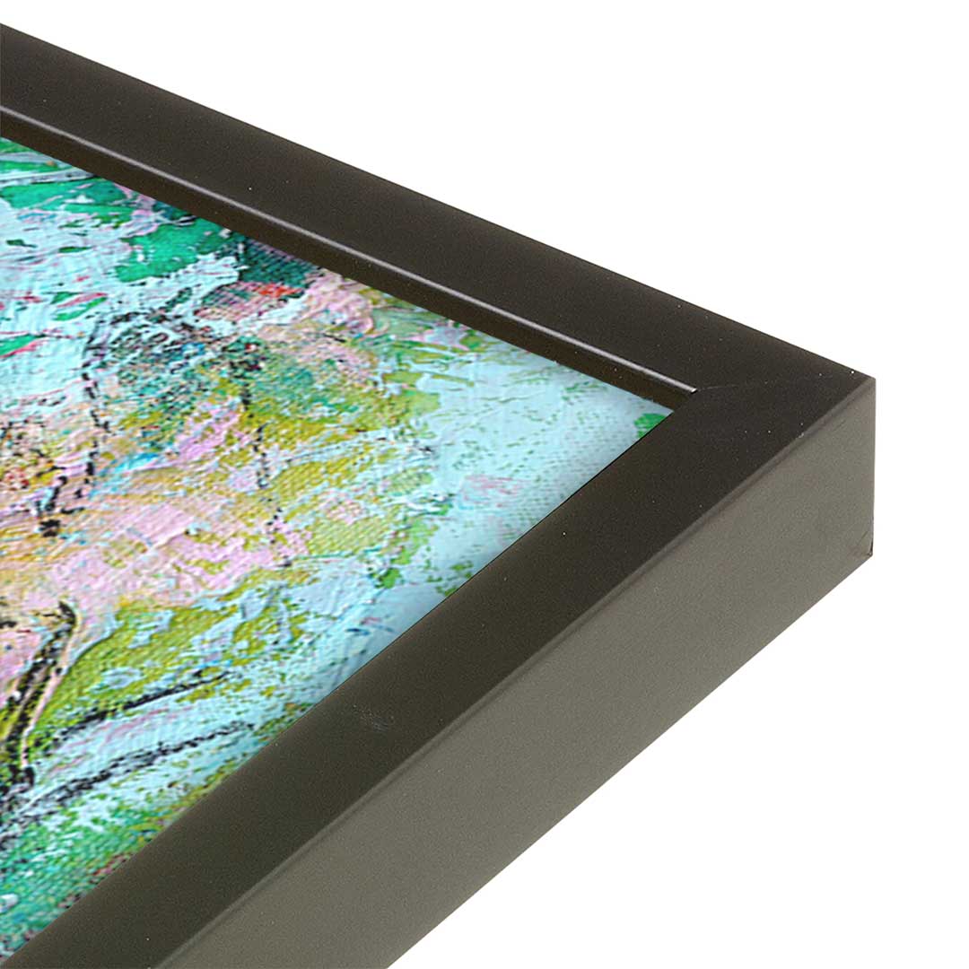 [Color:Satin Black], Picture of art in a Satin Black frame at an angle