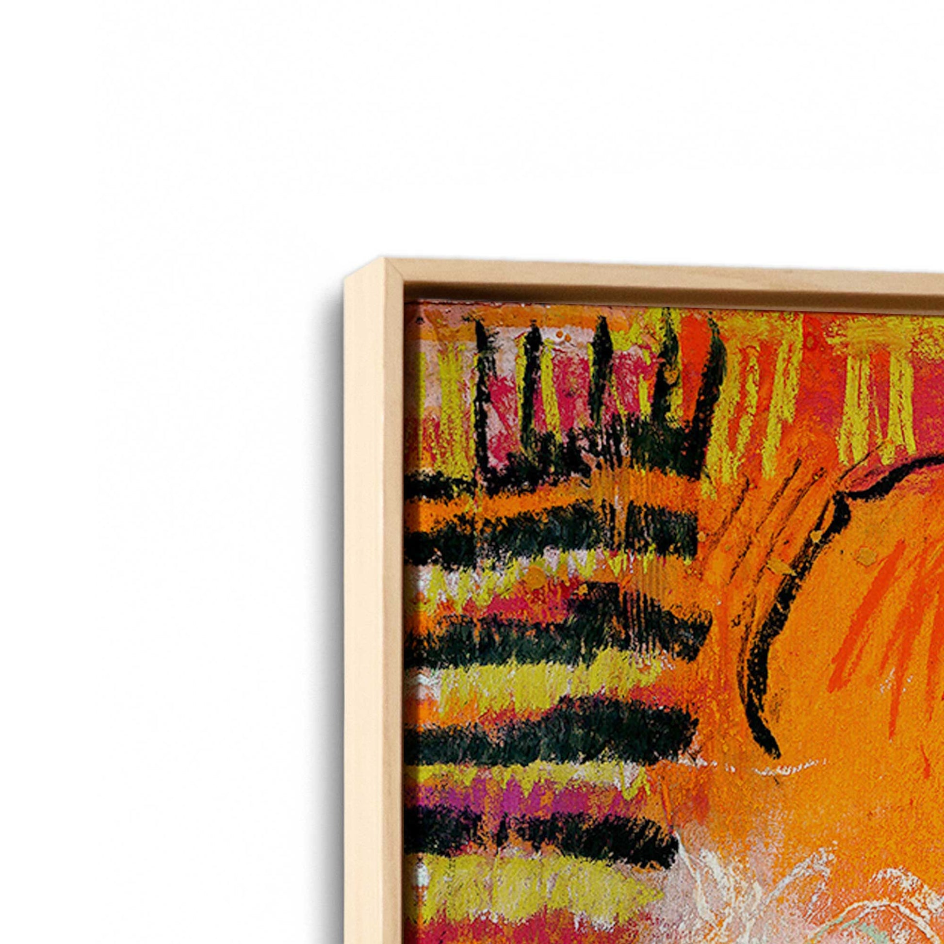 [Color:American Maple], Picture of art in a American Maple frame at an angle