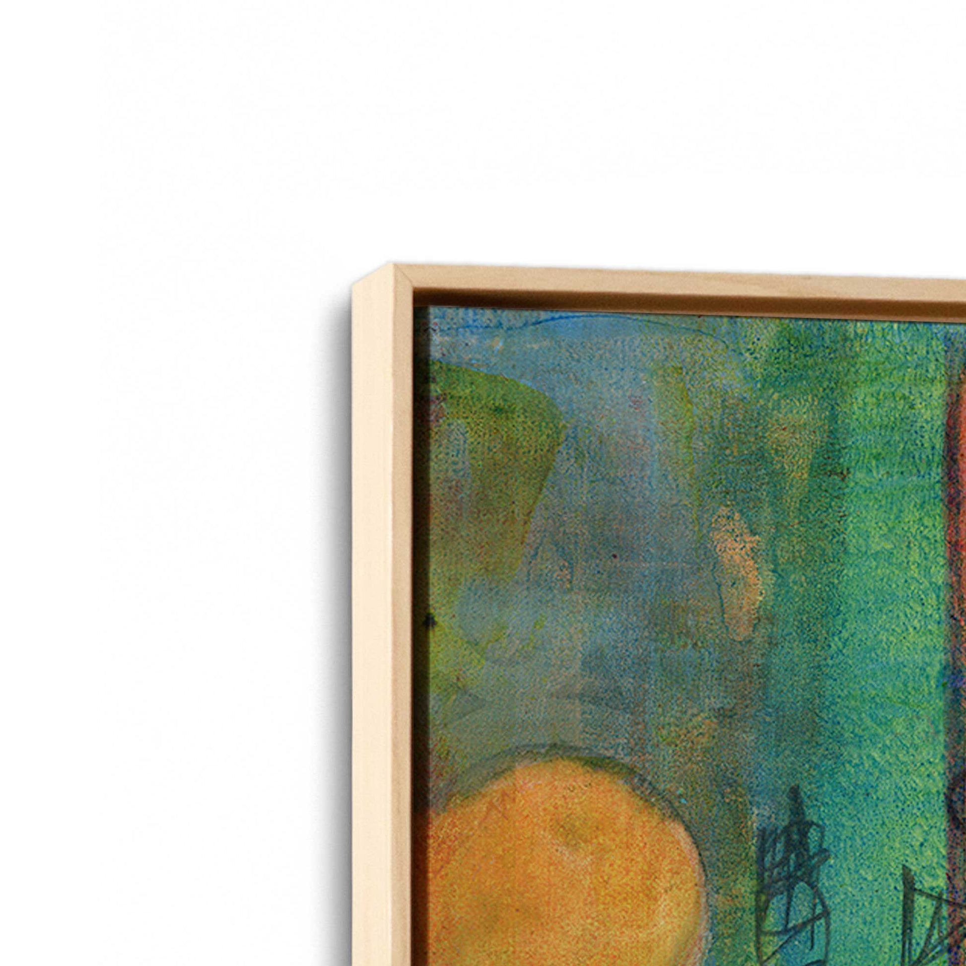 [Color:American Maple], Picture of art in a American Maple frame at an angle