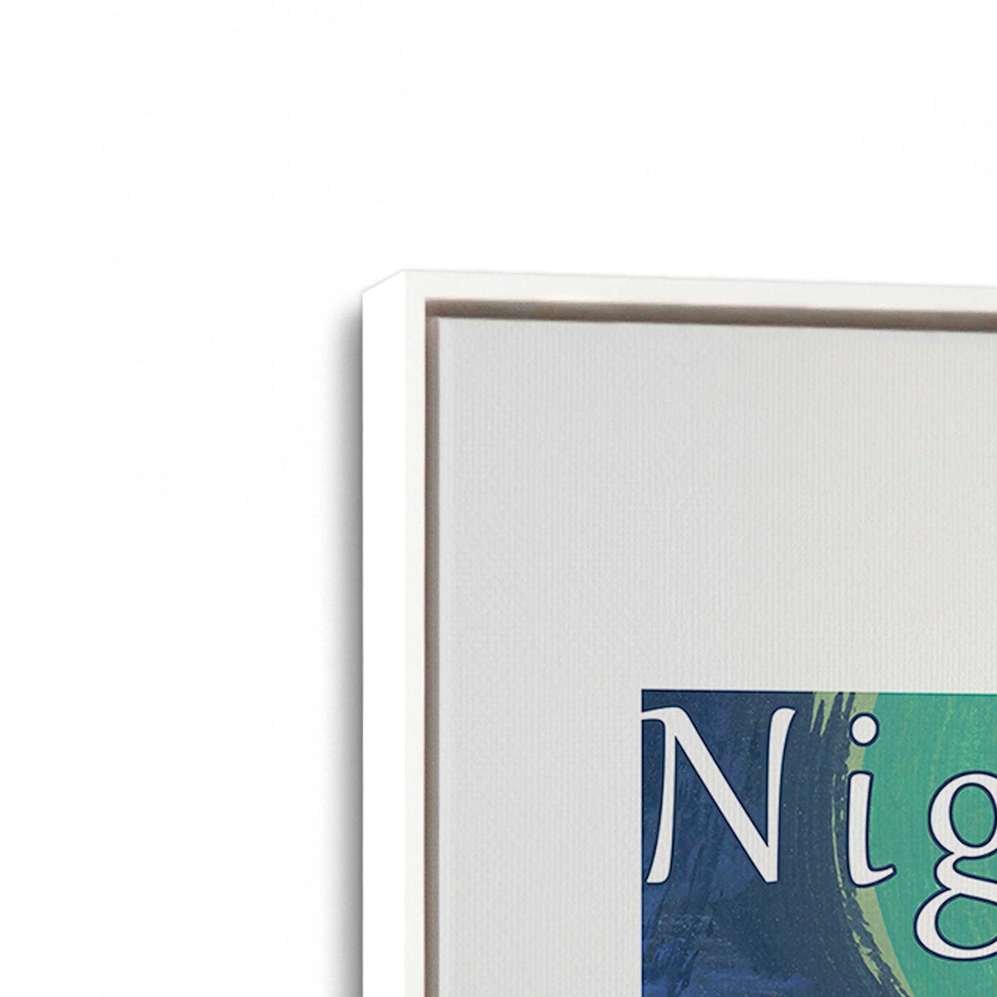 [Color:Opaque White], Picture of art in a White frame at an angle