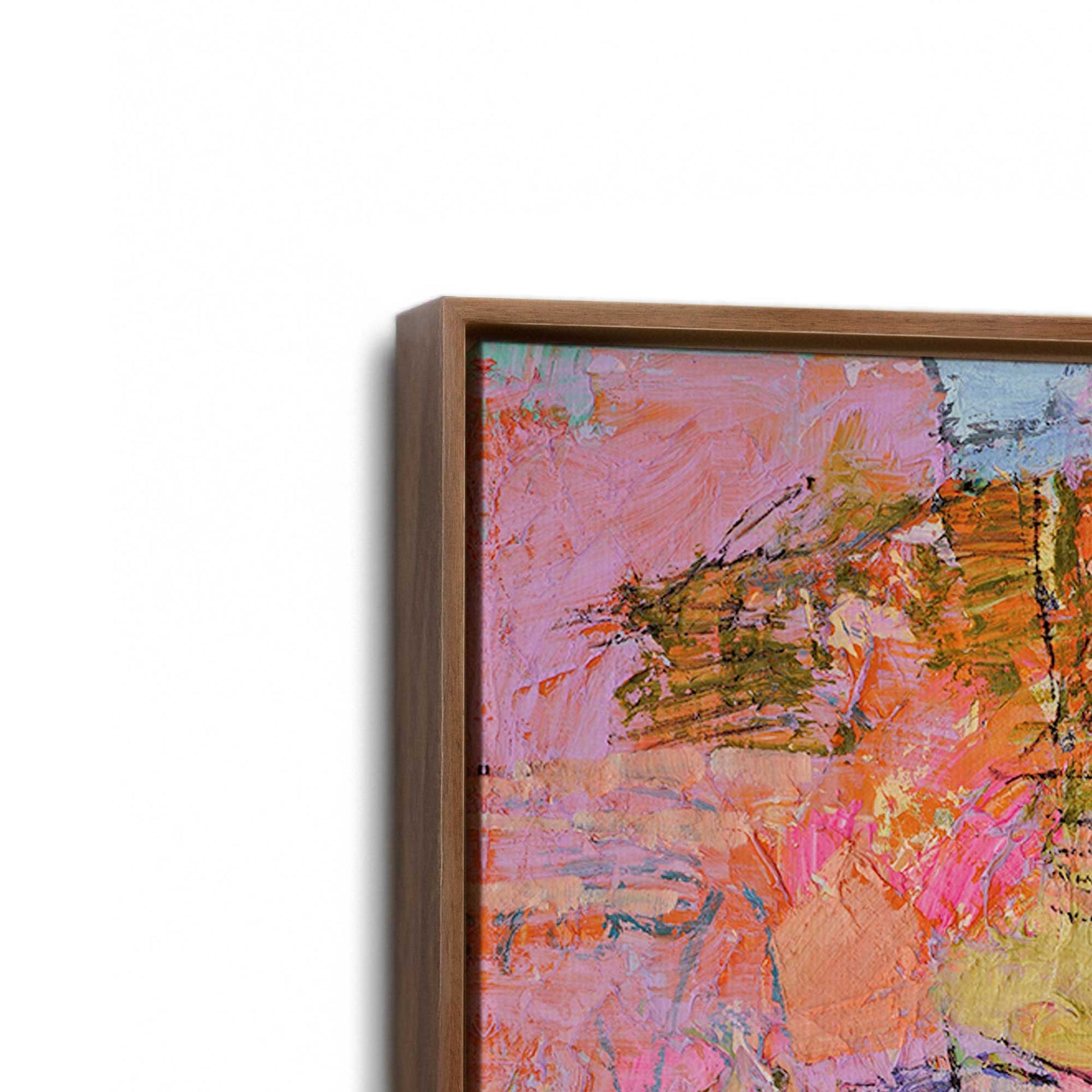 [Color:Walnut], Picture of art in a Walnut frame at an angle