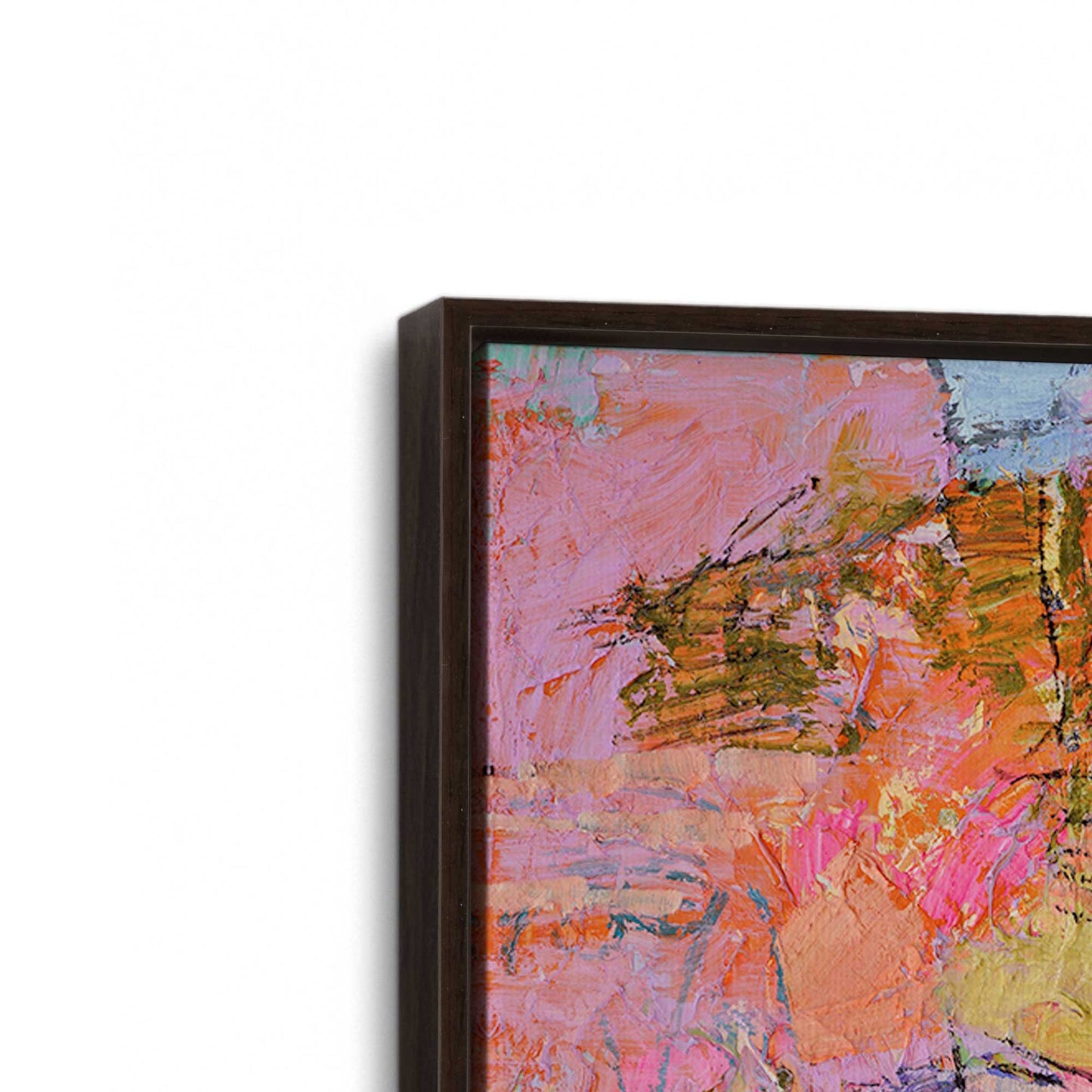 [Color:Espresso], Picture of art in a Espresso frame at an angle