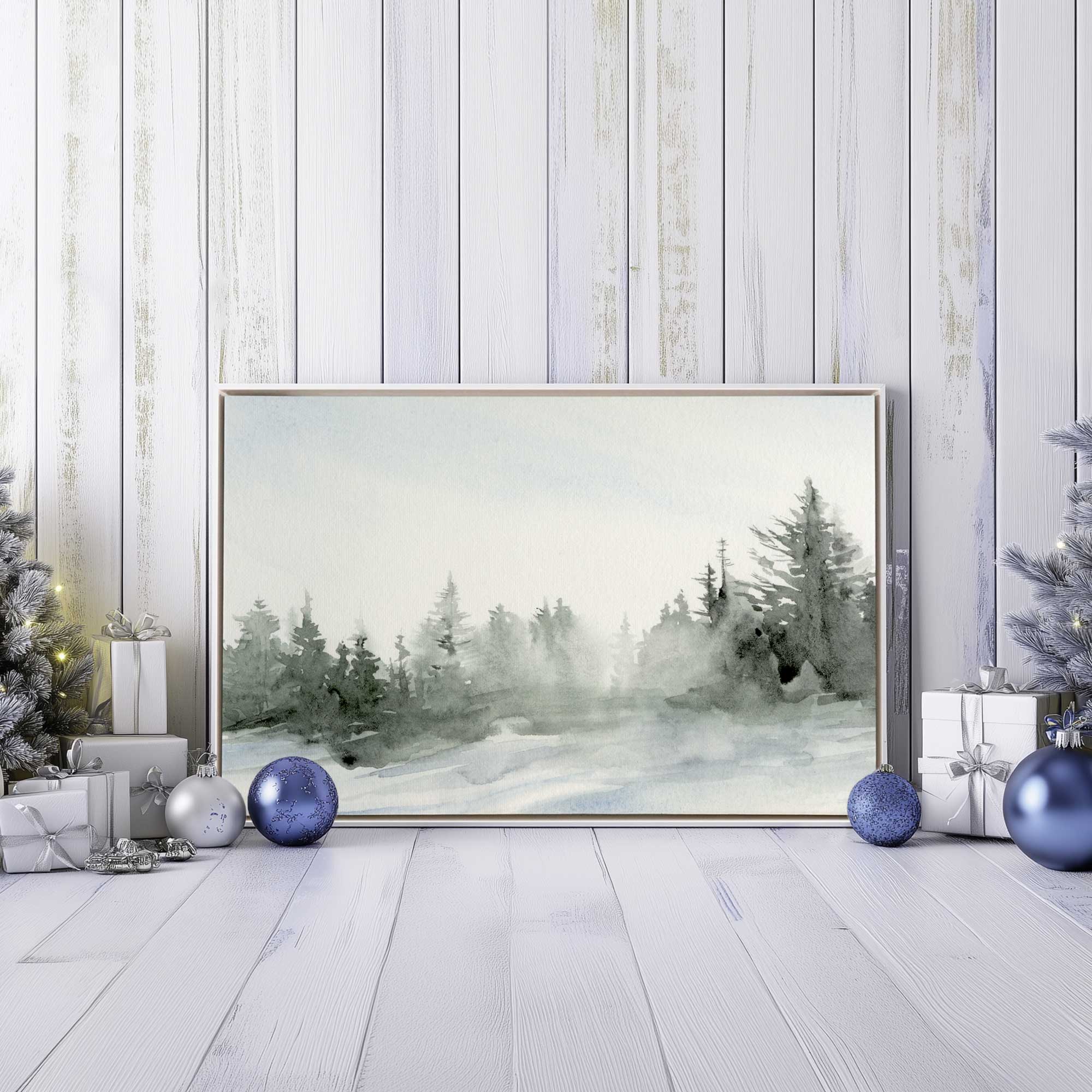Winter morning mist I canvas print leaning against the wall