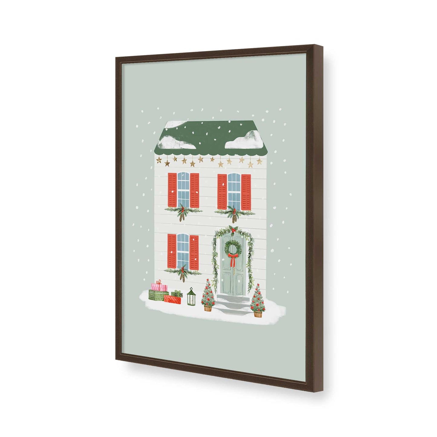 [Color:Brown], Picture of art in a Brown frame of the corner