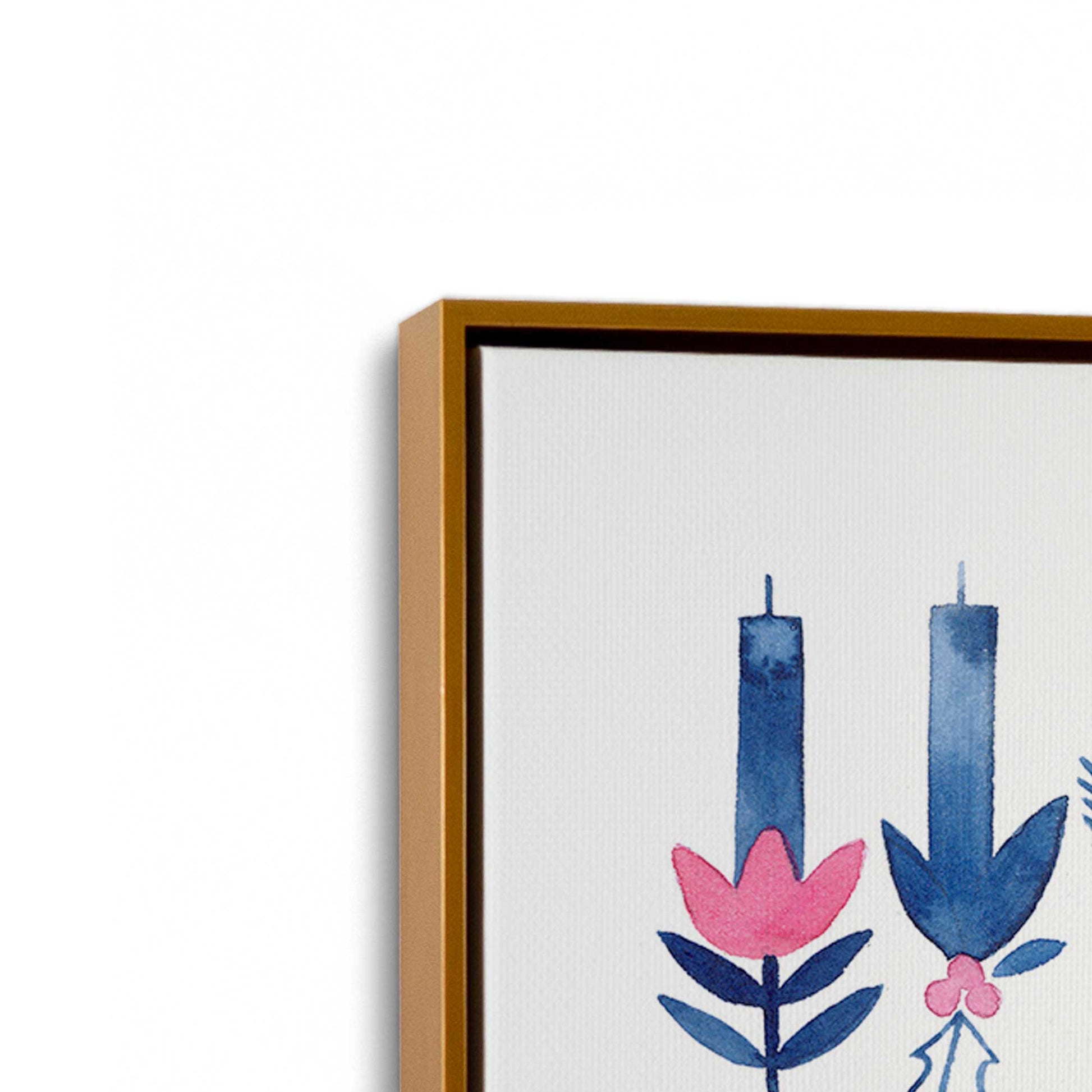 [Color:Polished Gold], Picture of art in a Polished Gold frame at an angle