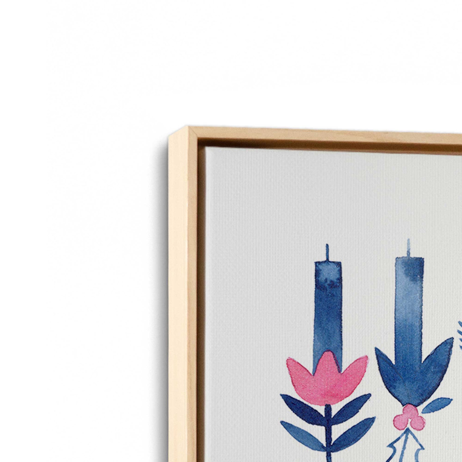 [Color:American Maple], Picture of art in a American Maple frame at an angle