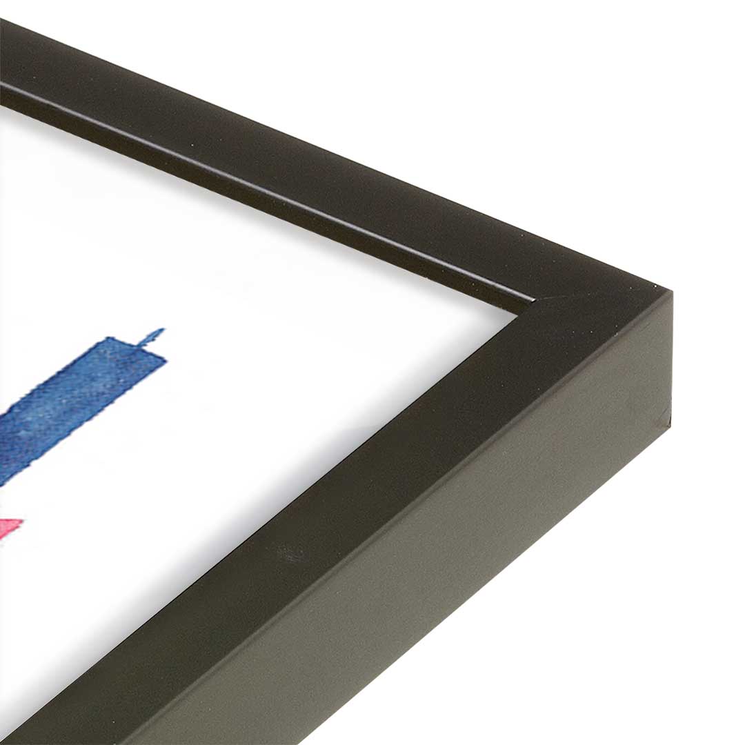 [Color:Satin Black], Picture of art in a Satin Black frame at an angle