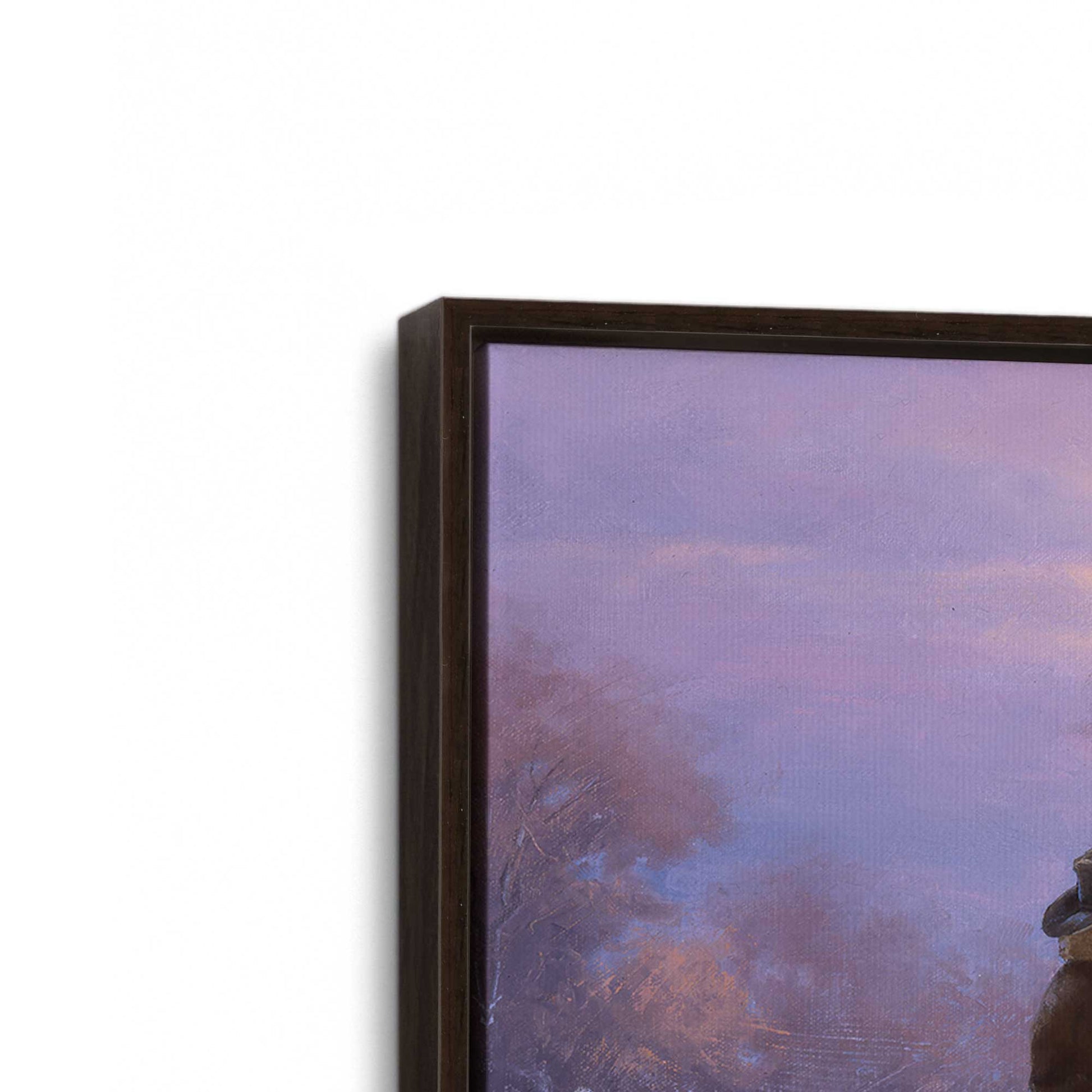 [Color:Espresso], Picture of art in a Espresso frame at an angle