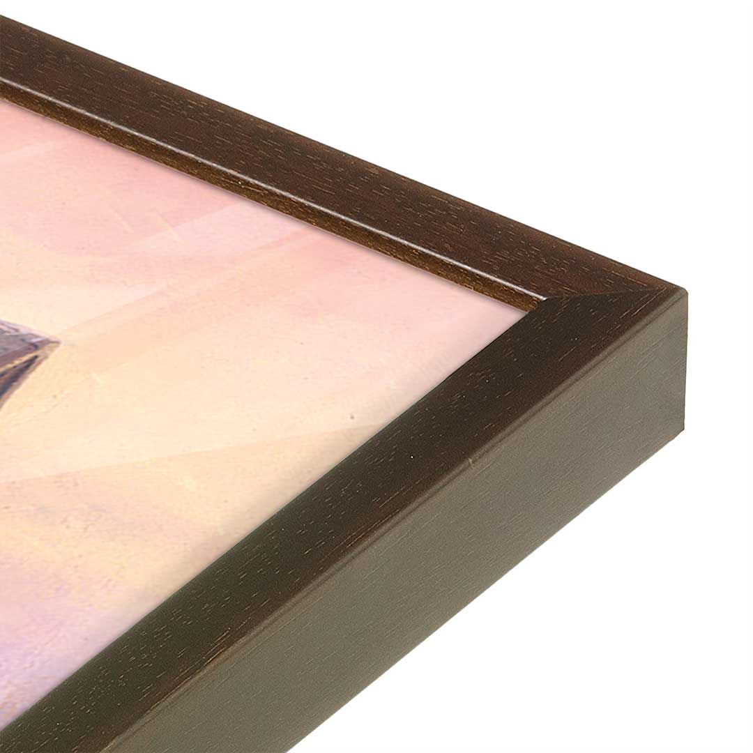 [Color:Brown], Picture of art in a Brown frame at an angle