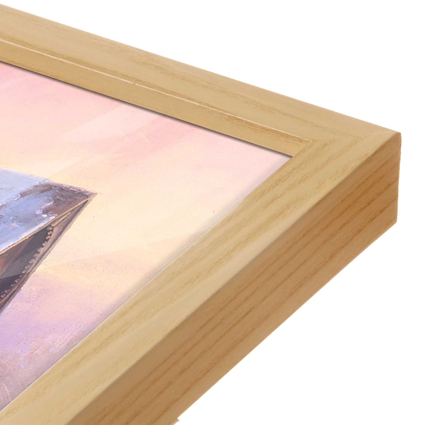 [Color:American Maple], Picture of art in a American Maple frame at an angle