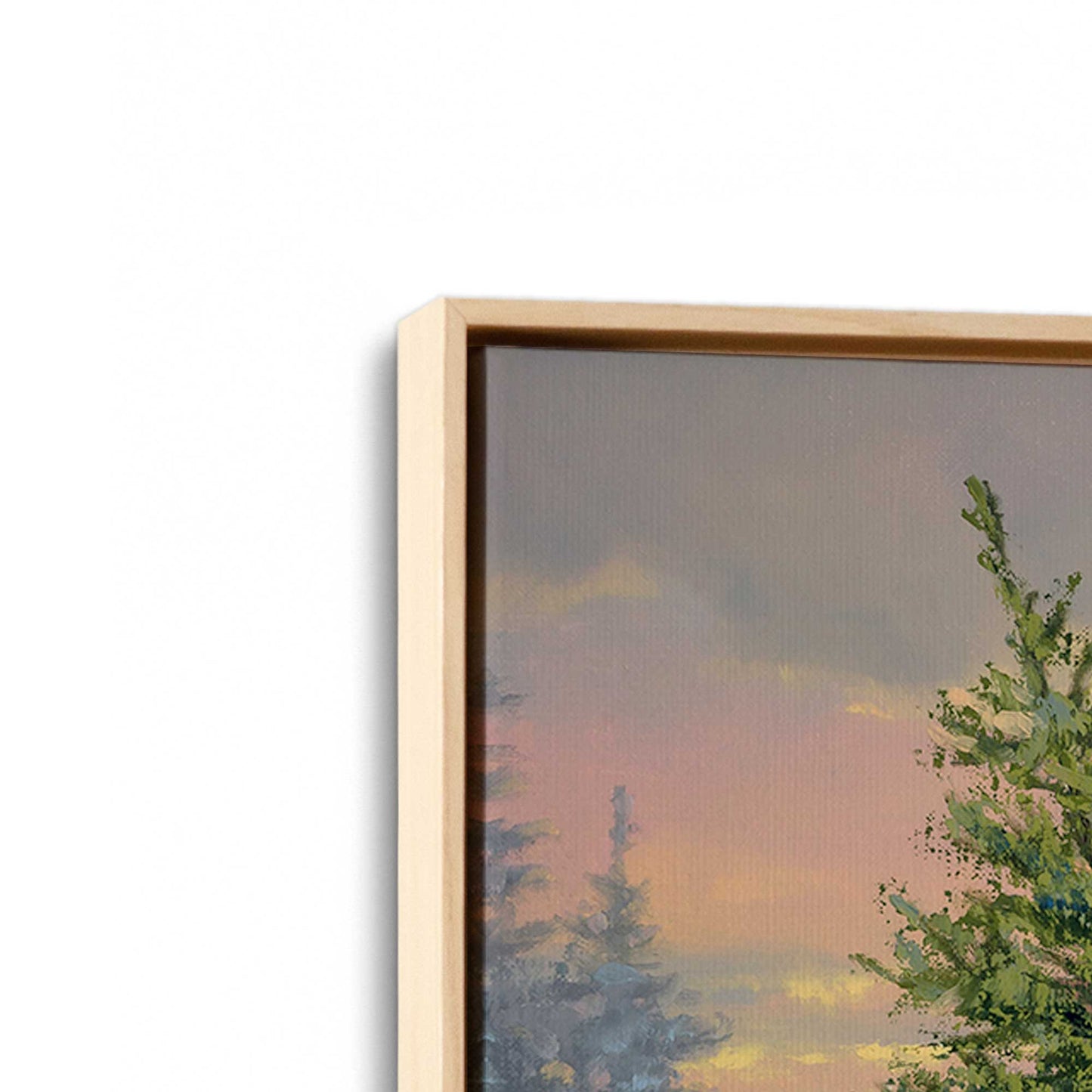 [Color:American Maple], Picture of art in a American Maple frame at an angle