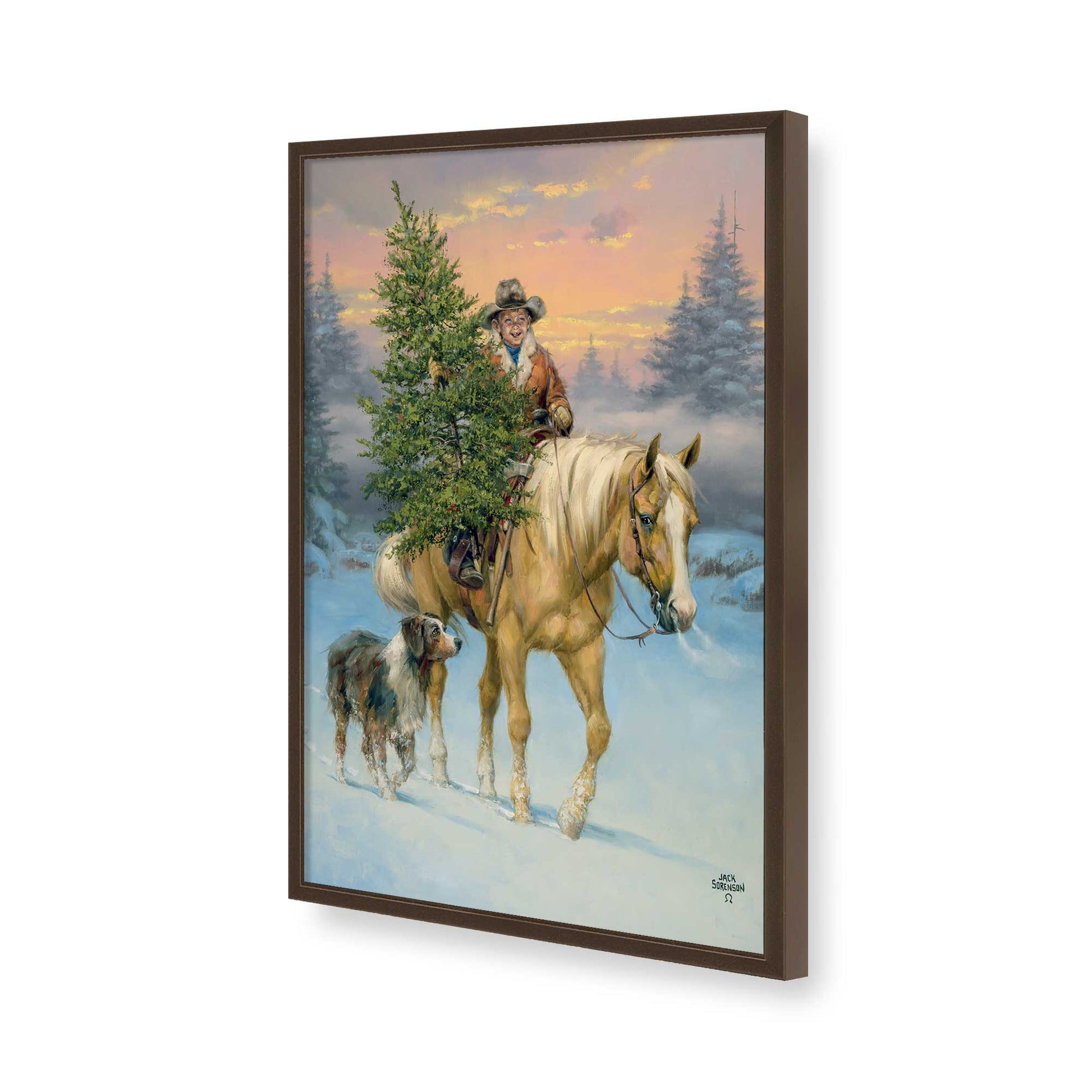 [Color:Brown], Picture of art in a Brown frame of the corner