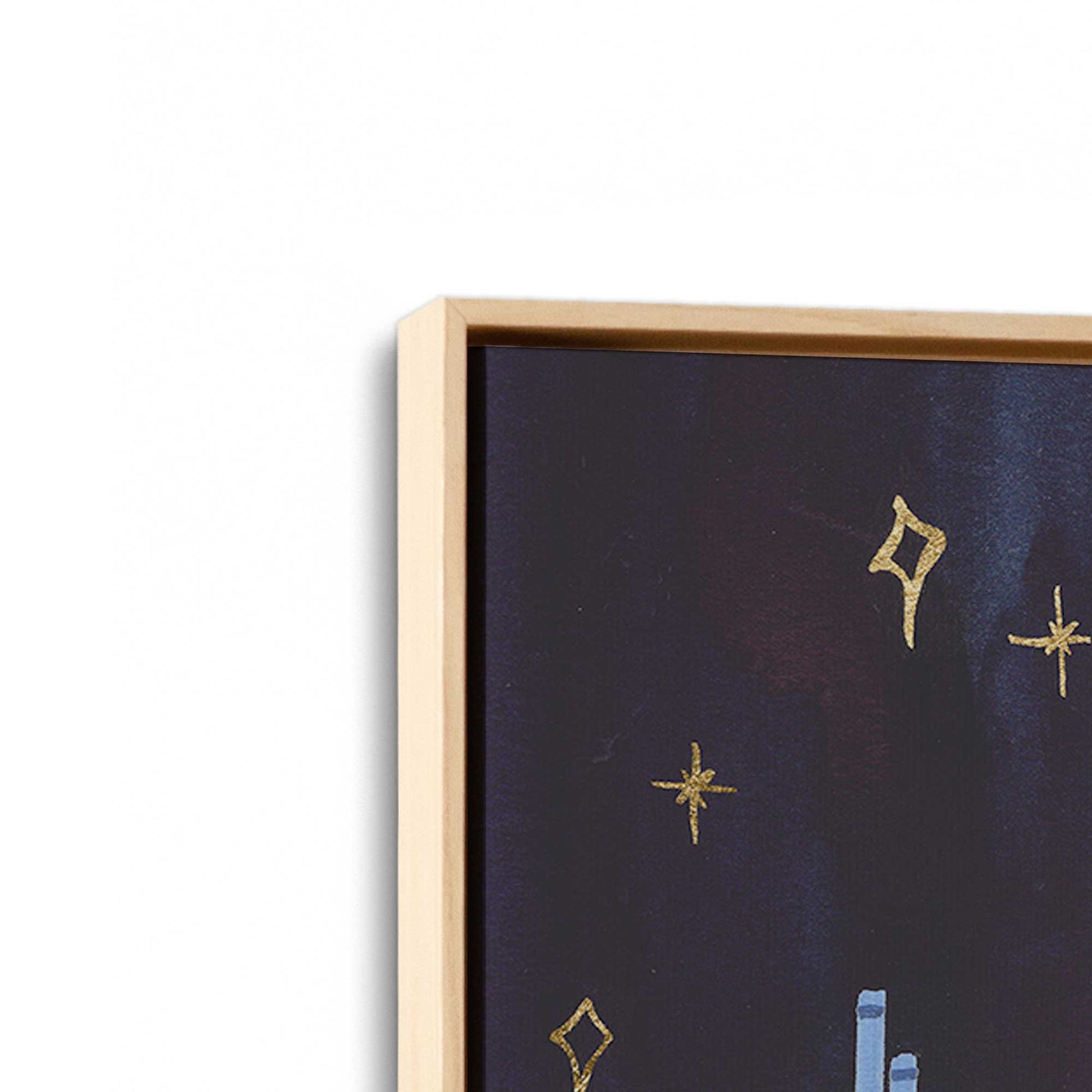 [Color:American Maple], Picture of art in a American Maple frame at an angle