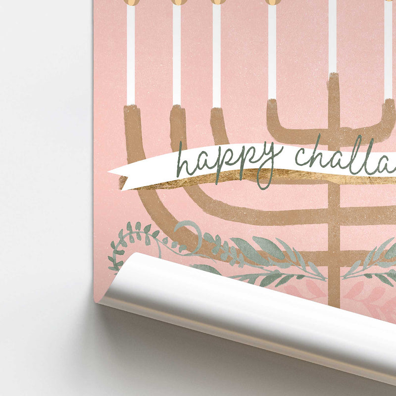Menorah in Pink Happy Challa Day