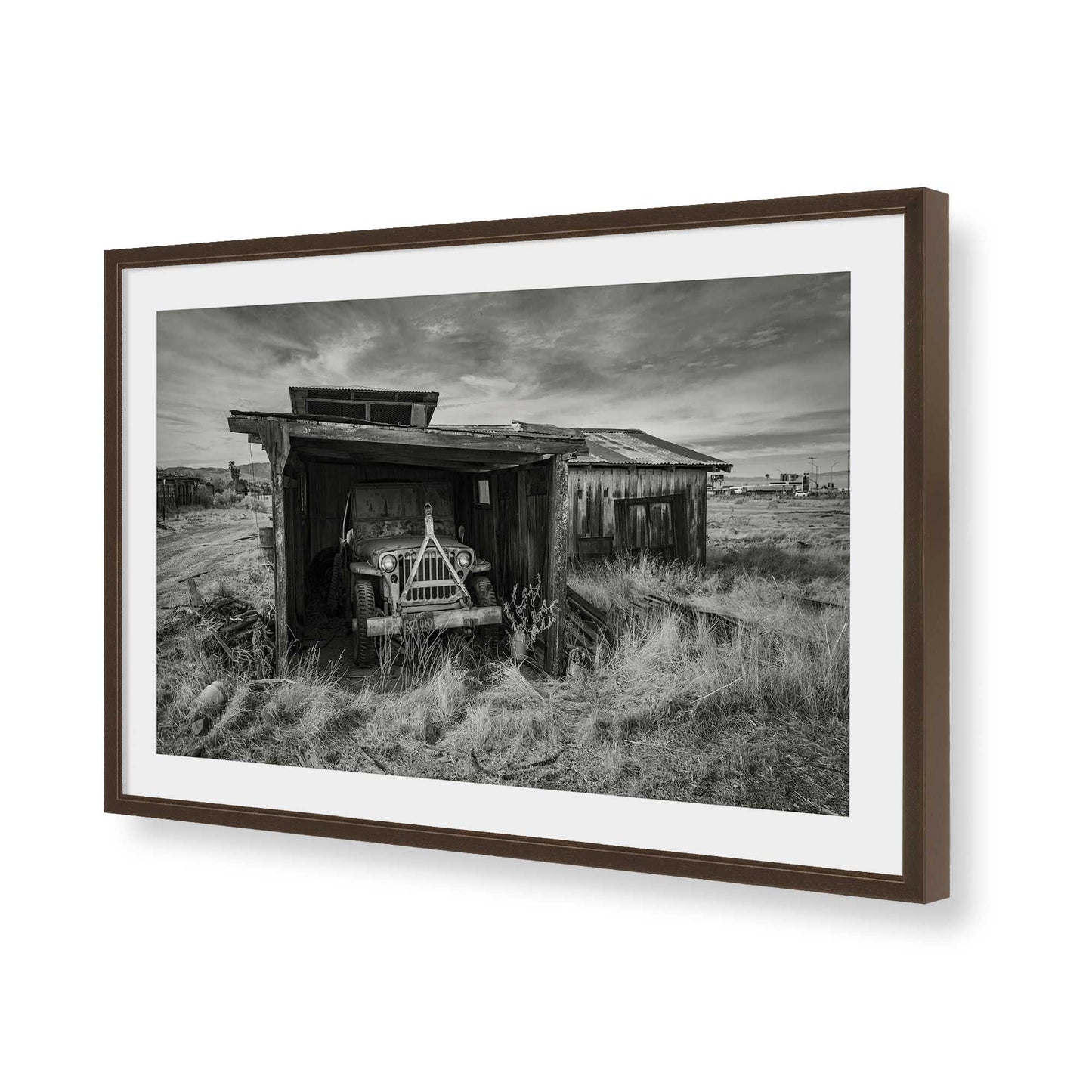 [Color:Brown], Picture of art in a Brown frame of the corner