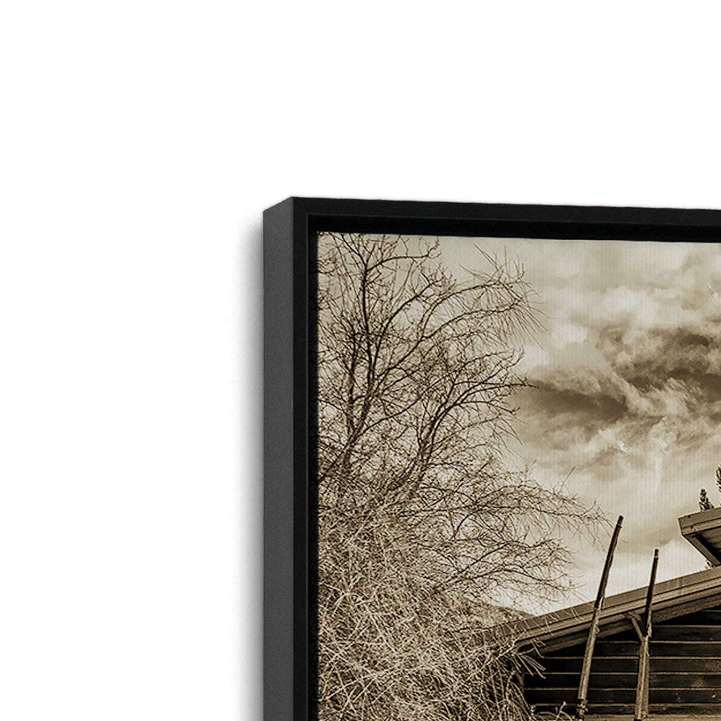 [Color:Satin Black], Picture of art in a Satin Black frame at an angle