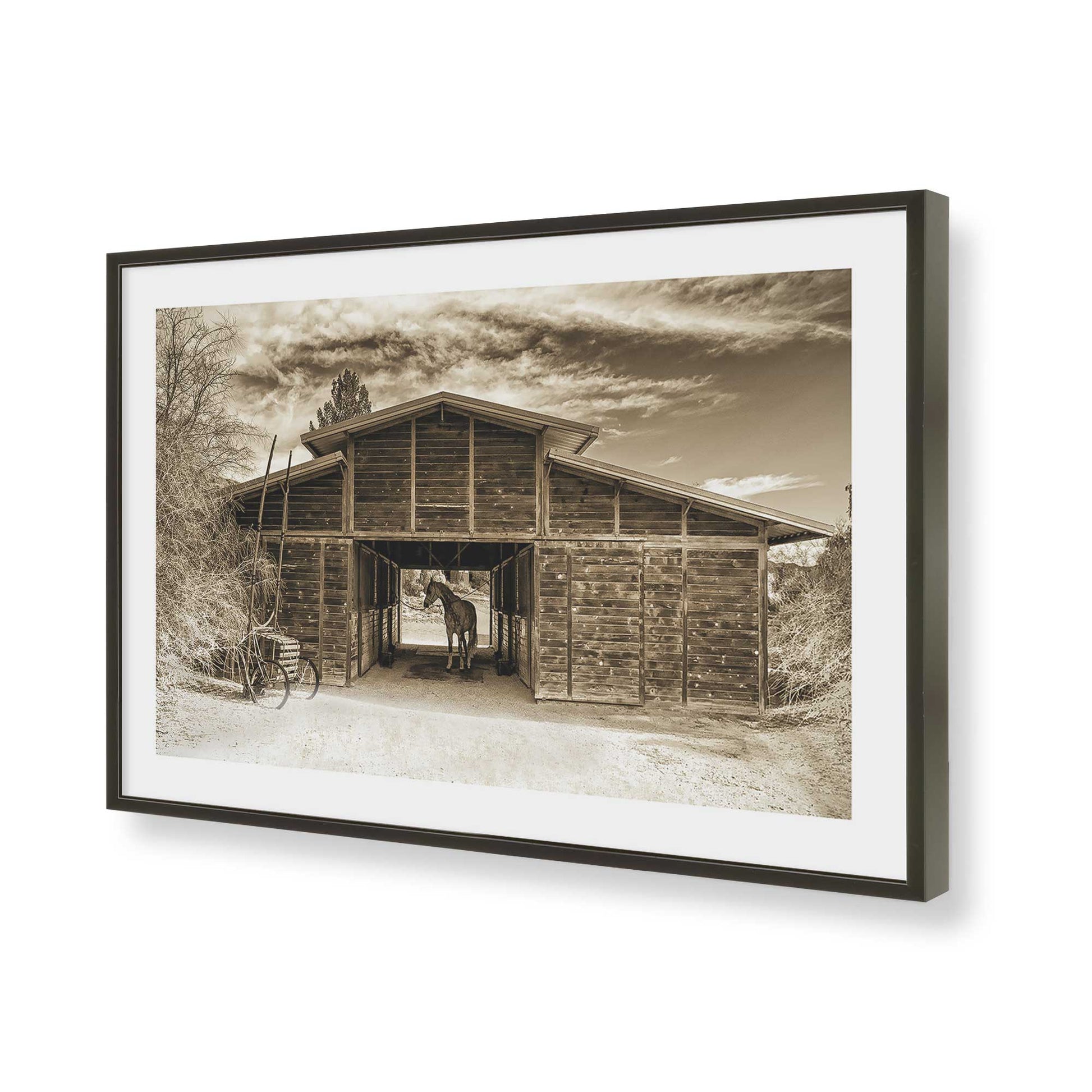 [Color:Satin Black], Picture of art in a Satin Black frame of the corner