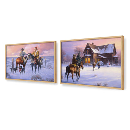 [Color:American Maple], Picture of art in a American Maple frame at an angle