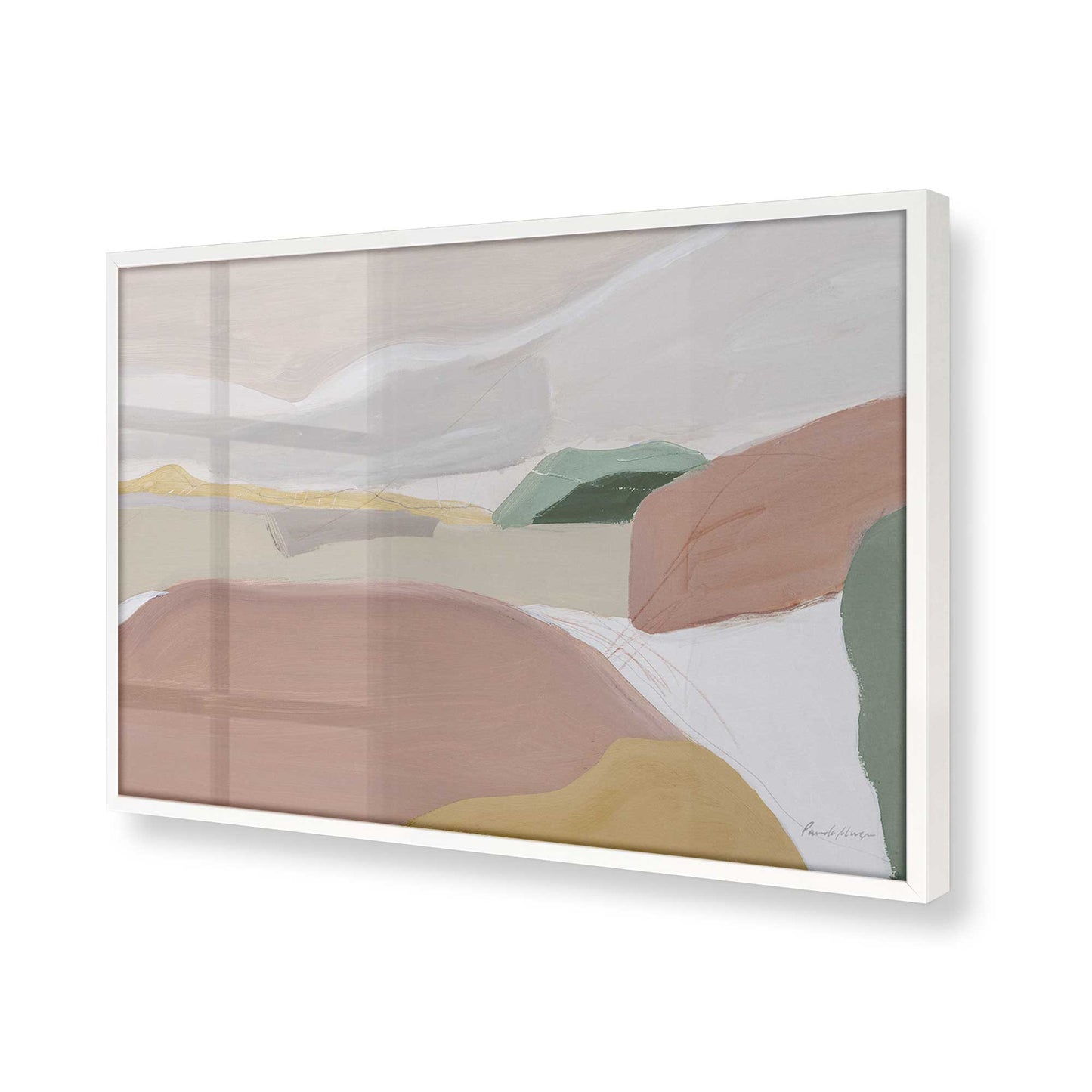 [Color:Opaque White], Picture of art in a Opaque White frame at an angle