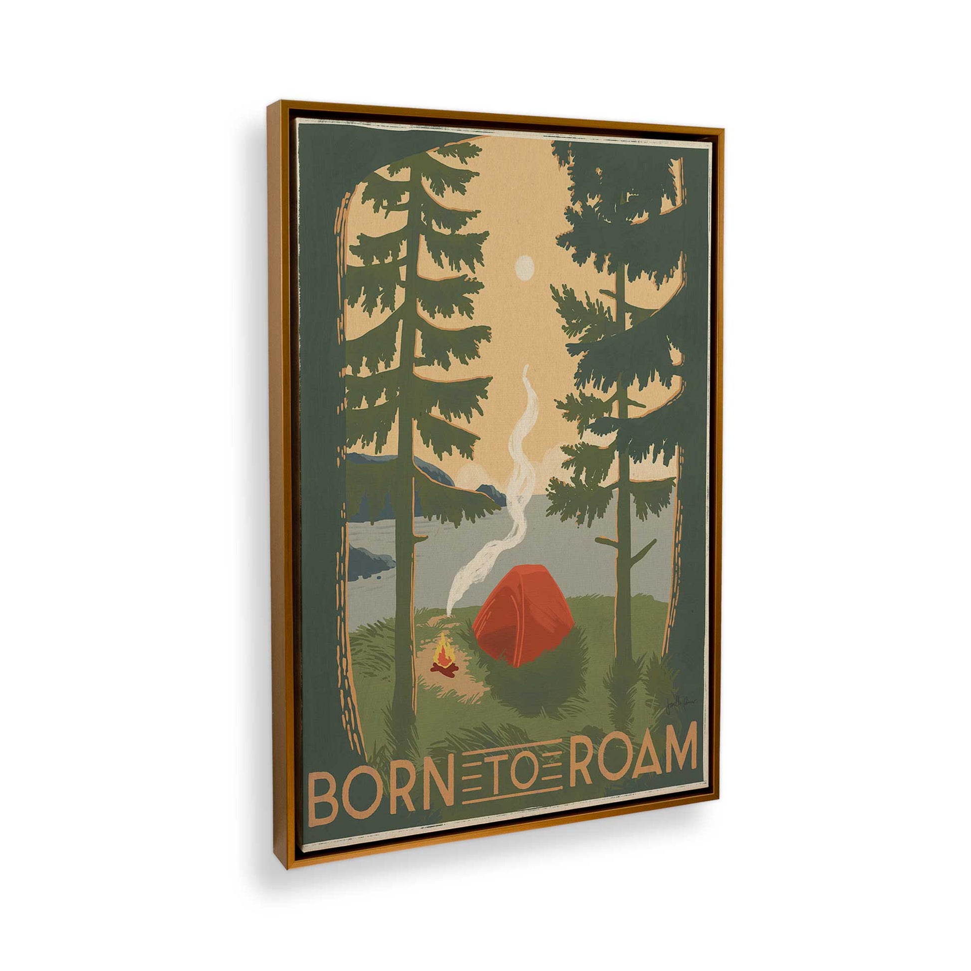 [Color:Polished Gold], Picture of art in a Polished Gold frame at an angle