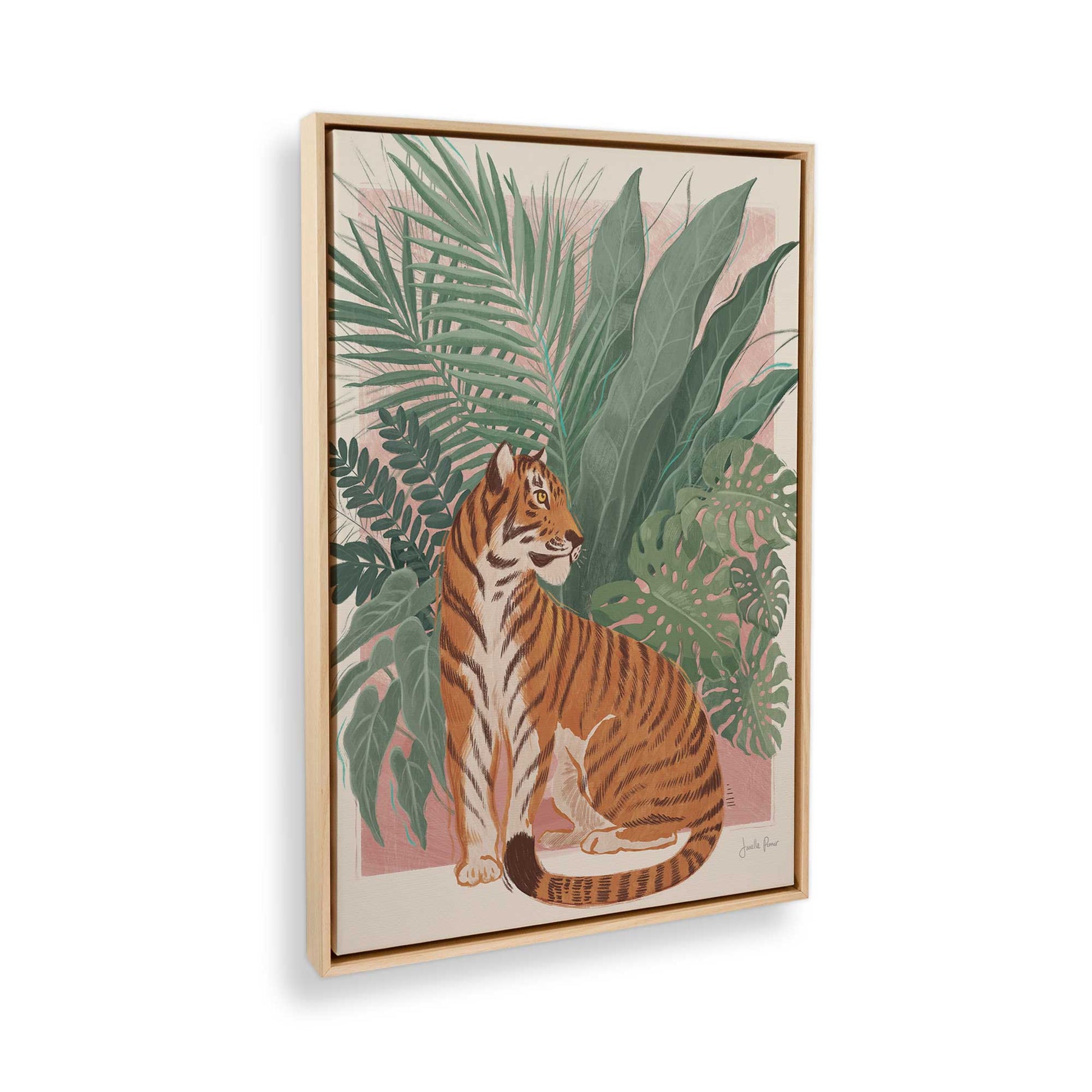 [Color:American Maple], Picture of art in a American Maple frame at an angle